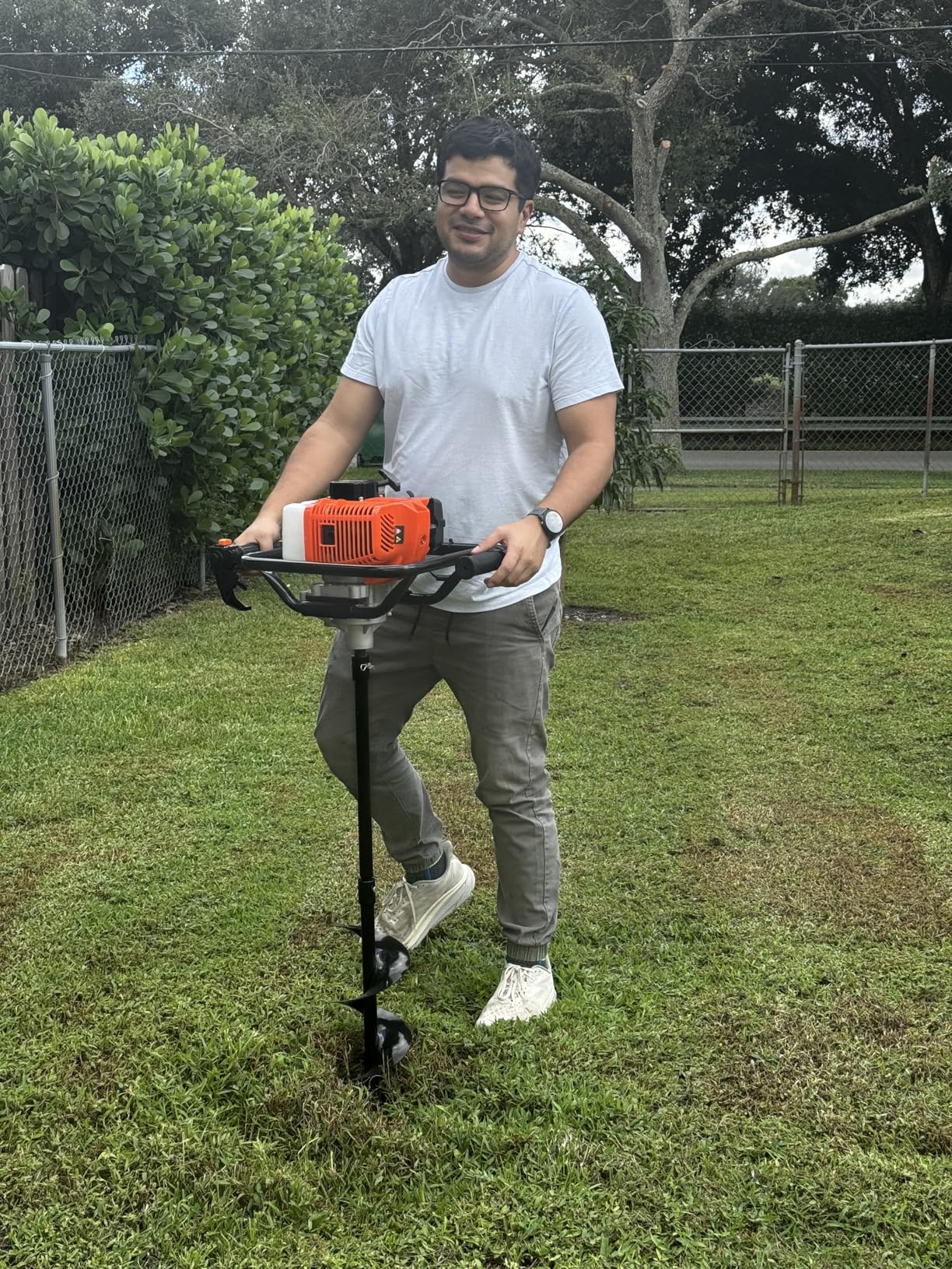 Baotree Post Hole Digger, 78cc Auger Post Hole Digger, 4-Stoke Gas Powered Earth Digger with 2 Auger Drill Bits(6