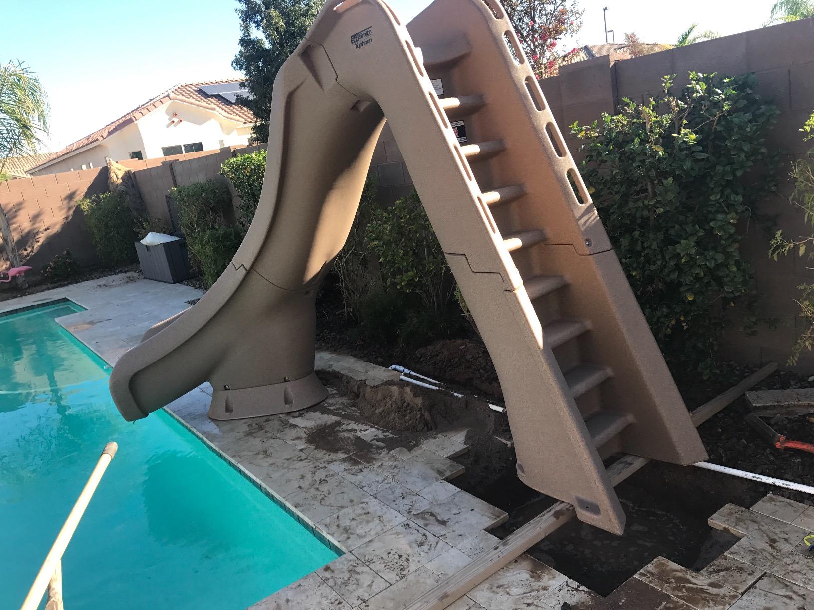 S.R.Smith Typhoon Pool Slide, Gray - Premium Water Slide with Left Curve for Inground Swimming Pool - Deck Mounted with Enclosed Ladder for Safety customer photo 2