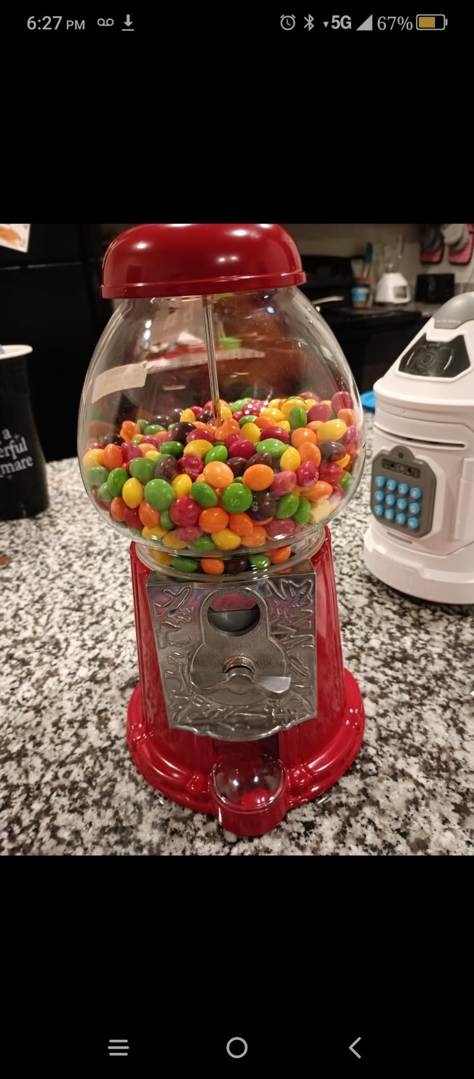 Vintage Gumball Machine - 11-Inch Retro-Style, Coin-Operated Cast Metal Vending Machine with Glass Globe and Free Spin by Great Northern Popcorn (Red) customer photo 1