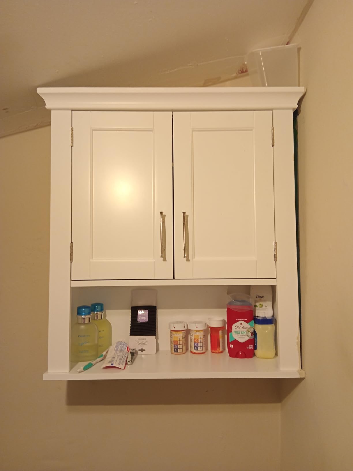 RiverRidge Somerset Two-Door Bathroom and Laundry Wall Mount Storage Medicine Cabinet with Open and Adjustable Shelf - White | Two-Door customer photo 2