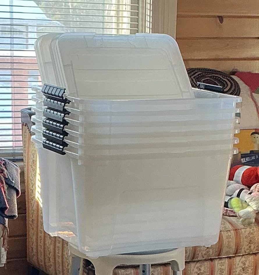 IRIS USA 54 Qt Stackable Plastic Storage Bins with Lids, 6 Pack - BPA-Free, Made in USA - See-Through Organizing Solution, Latches, Durable Nestable Containers, Secure Pull Handle - Clear customer photo 2