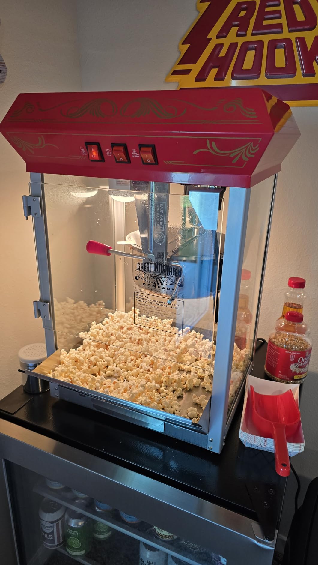 Good Time Popcorn Machine - 3-Gallon Popper with Steel Kettle, Old Maids Drawer, Warming Tray, and Scoop for Home by Great Northern Popcorn (Red) customer photo 1