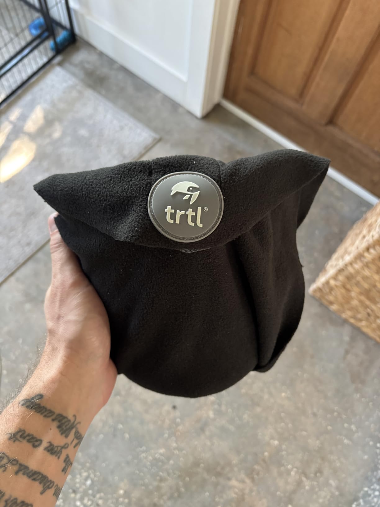 Trtl Pillow - Scientifically Proven, Super Soft Neck Support Travel Pillow for Airplanes - Lightweight and Machine Washable - Ergonomic Design for Traveling on Flights, Cars, and Trains - Black customer photo 1