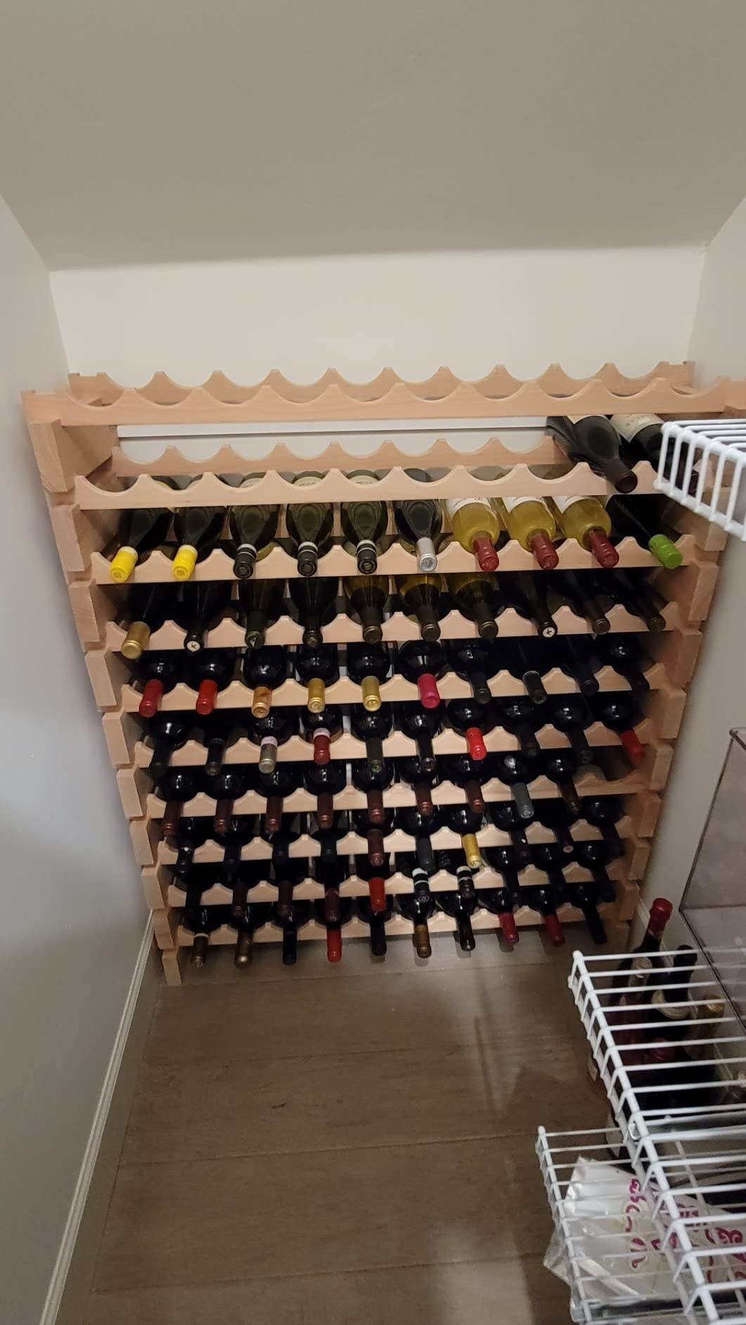 sfDisplay.com, LLC. Modular Wine Rack Beechwood 40-120 Bottle Capacity 10 Bottles Across up to 12 Rows Newest Improved Model (120 Bottles - 12 Rows) customer photo 1