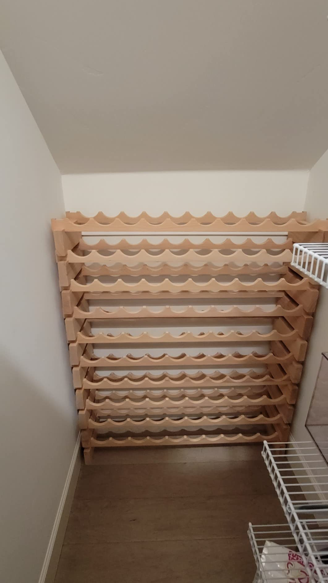 sfDisplay.com, LLC. Modular Wine Rack Beechwood 40-120 Bottle Capacity 10 Bottles Across up to 12 Rows Newest Improved Model (120 Bottles - 12 Rows) customer photo 2