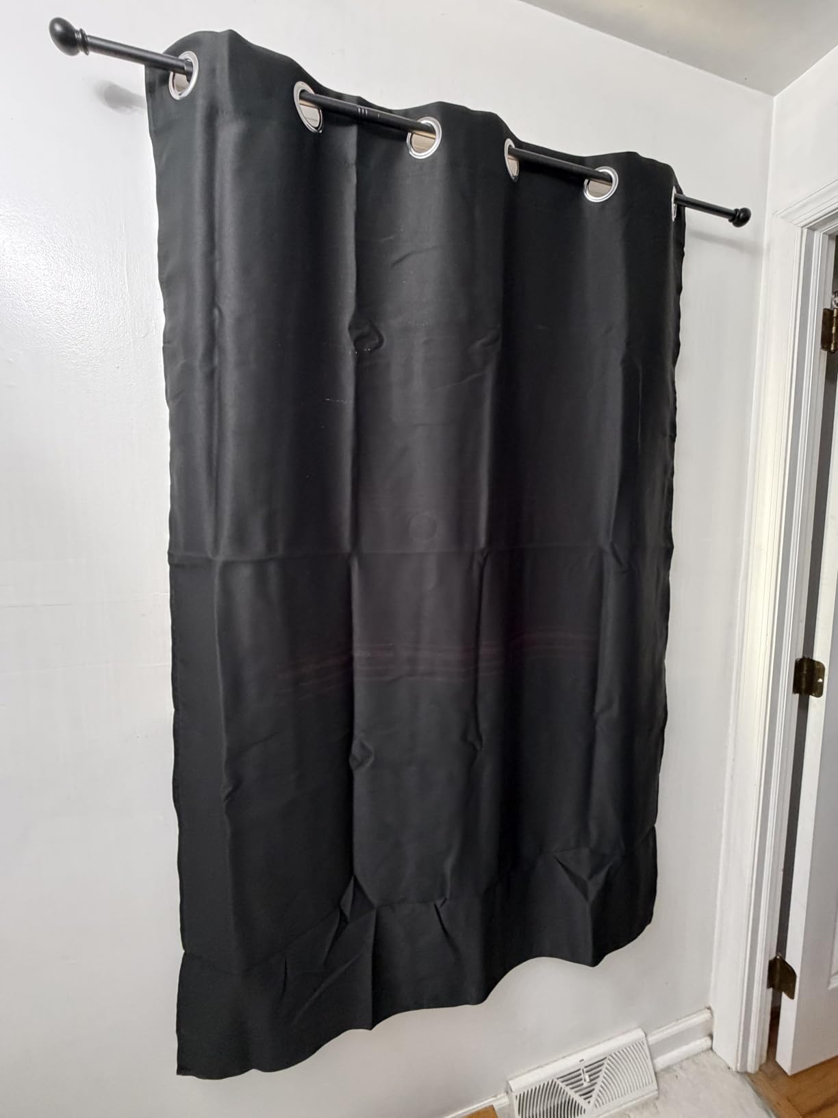 NICETOWN Halloween Pitch Black Solid Thermal Insulated Grommet Blackout Curtains/Drapes for Bedroom Window (2 Panels, 42 inches Wide by 63 inches Long, Black) customer photo 2