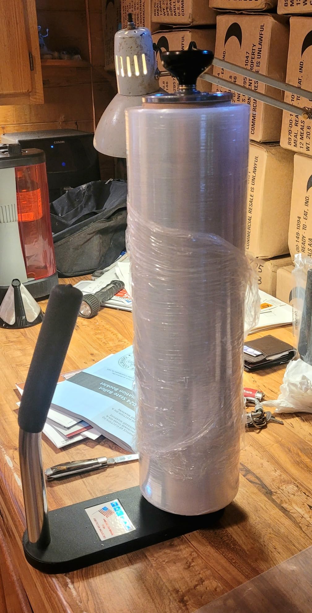 Made in USA! Industrial Strength Stretch Film Dispenser - Palpak100 Light Weight Pallet Wrapper - Tension Knob Adjustment Wrap Handle (1 Pack) customer photo 1