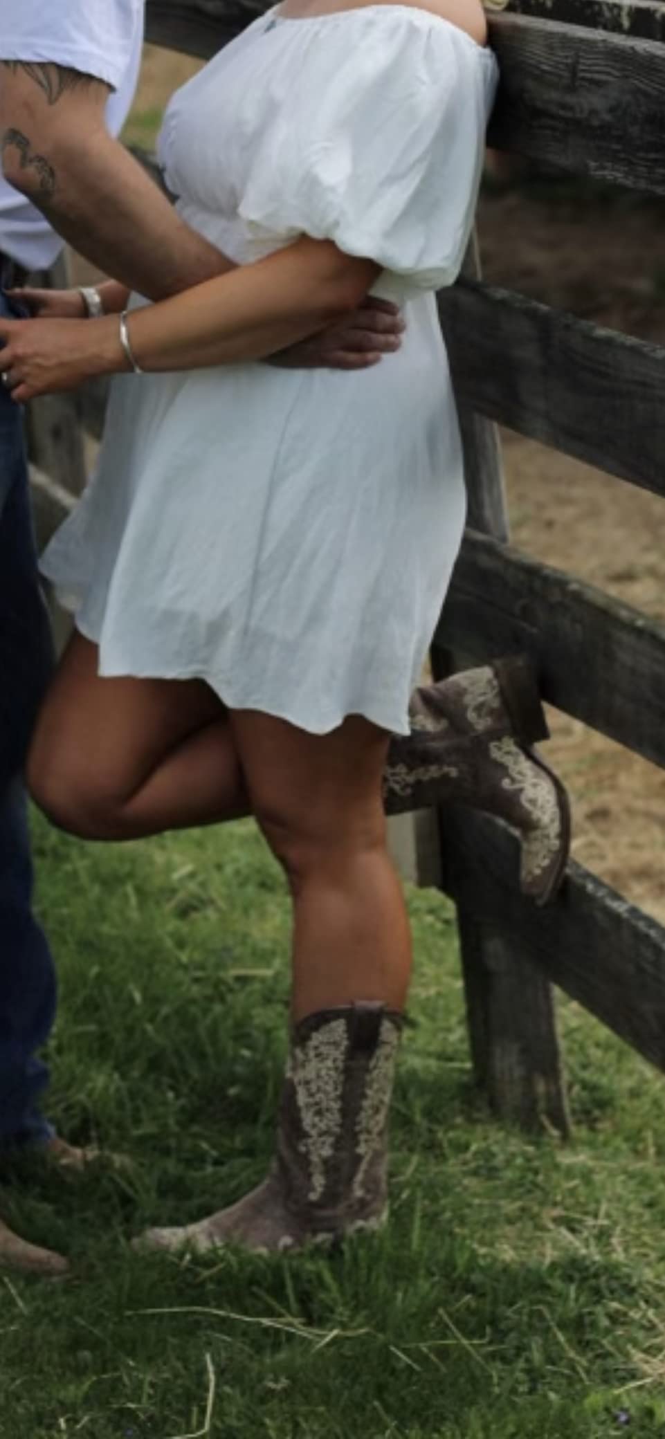 CORRAL Ladie's Brown Crater Bone Embroidery Square Toe Western Boot A2663 customer photo 1