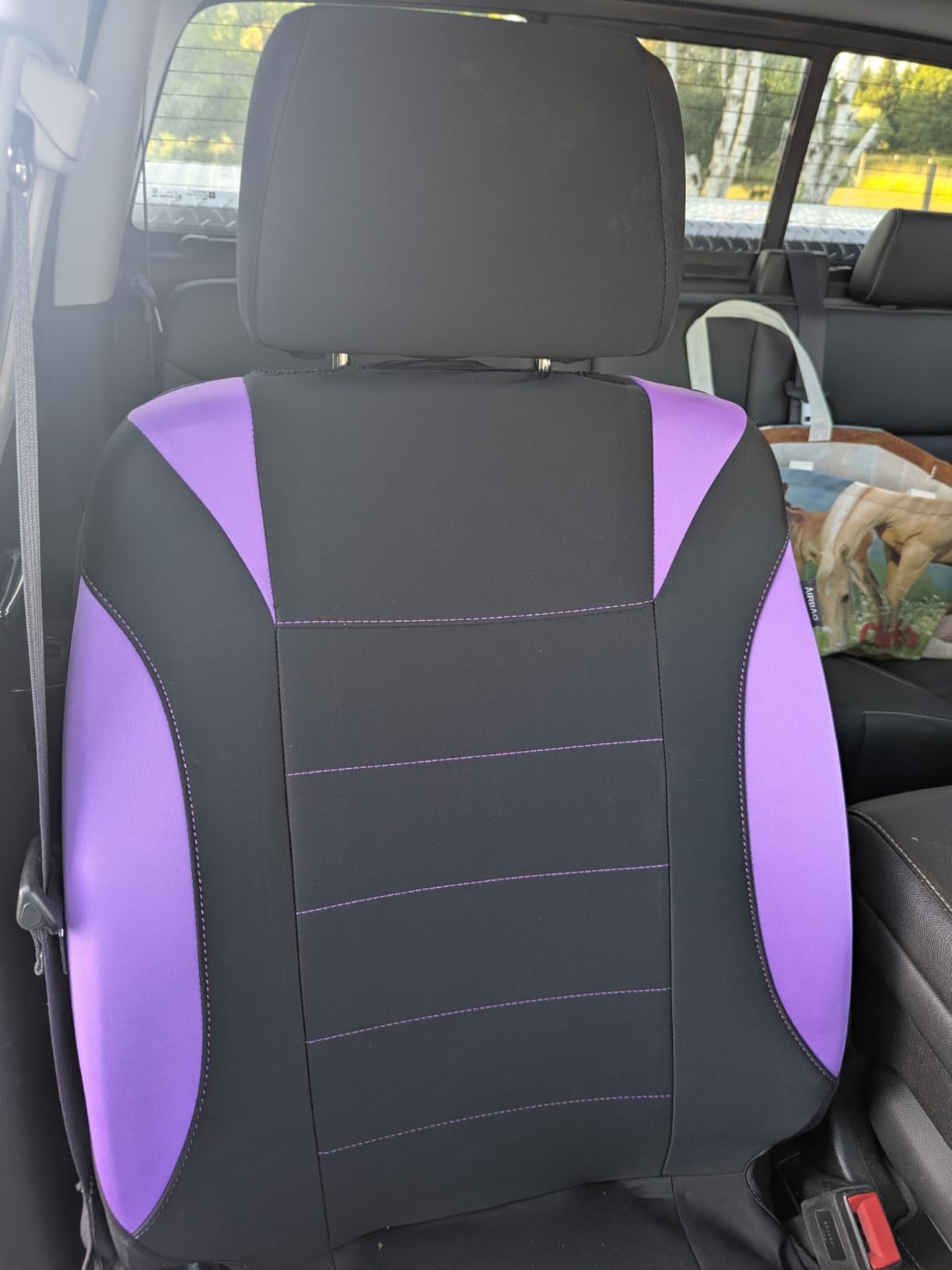 CAR PASS Waterproof Car Seat Covers Front Seats Only with 5mm Composite EVA, Neoprene Car Seat Cover with Separate Headrest Cover, Quick Setup Universal Fit for Car SUV Trucks,Airbag Compatible（Gray customer photo 1