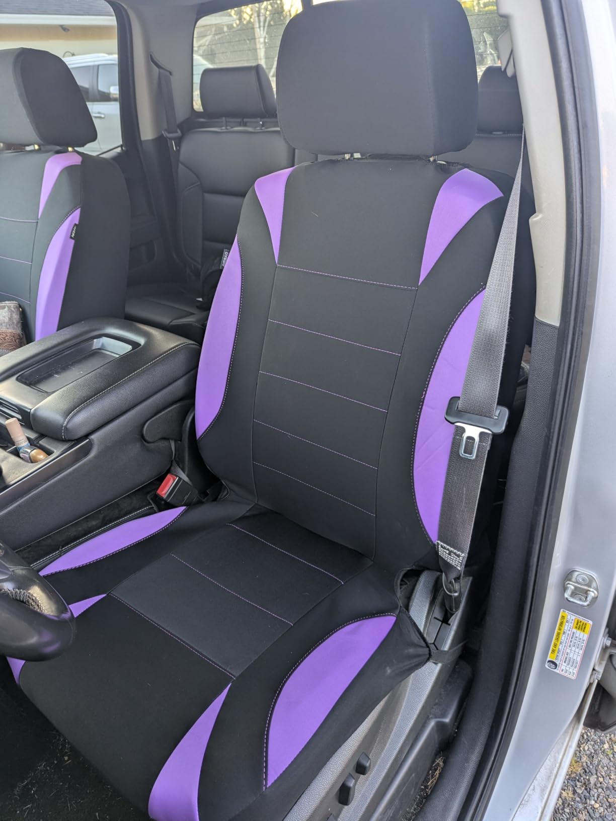 CAR PASS Waterproof Car Seat Covers Front Seats Only with 5mm Composite EVA, Neoprene Car Seat Cover with Separate Headrest Cover, Quick Setup Universal Fit for Car SUV Trucks,Airbag Compatible（Gray customer photo 2