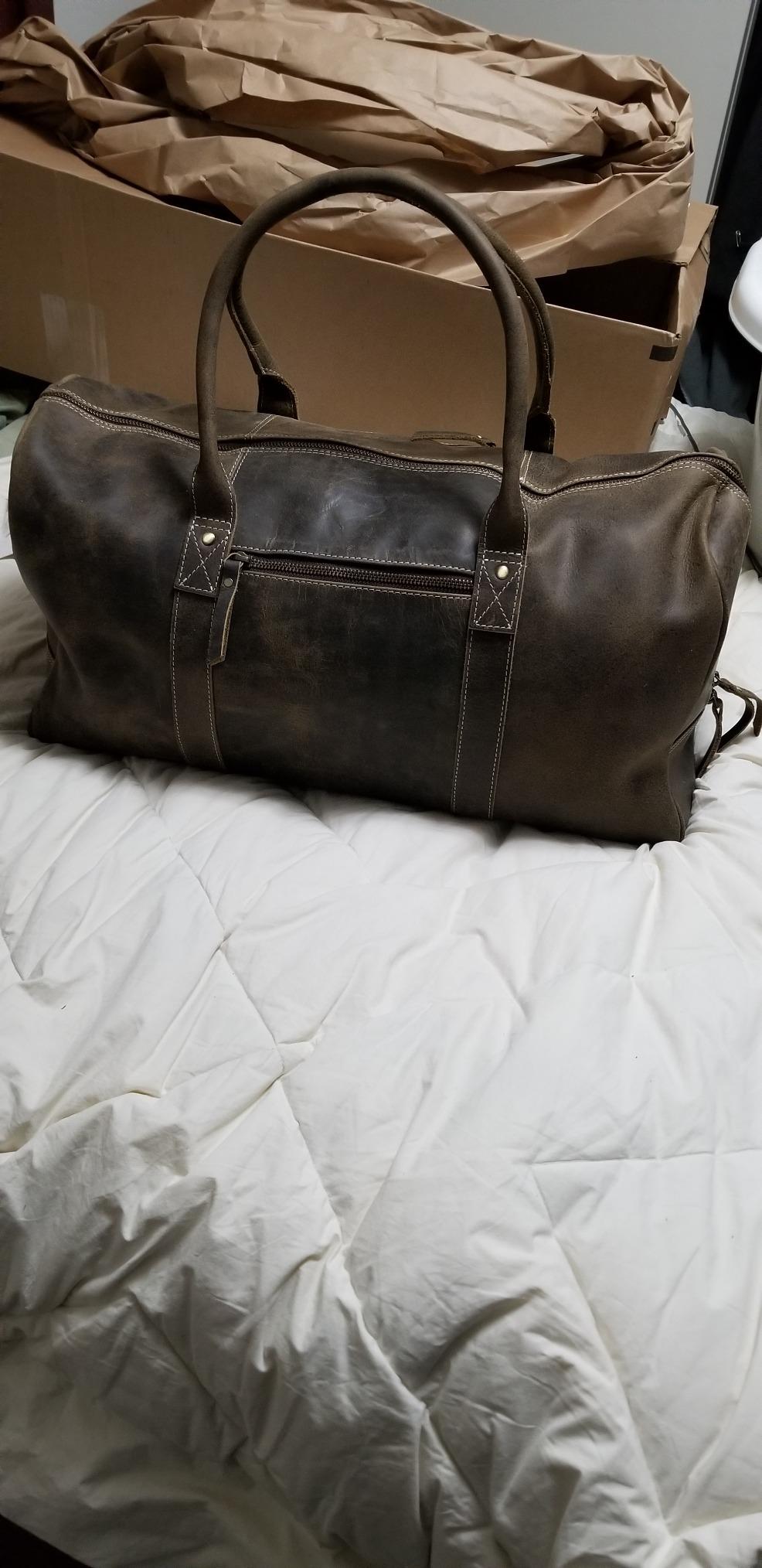 Leather Travel Duffle Bags for Men and Women cabin friendly Weekend Bag Sports Gym airplane carry on overnight duffel customer photo 2