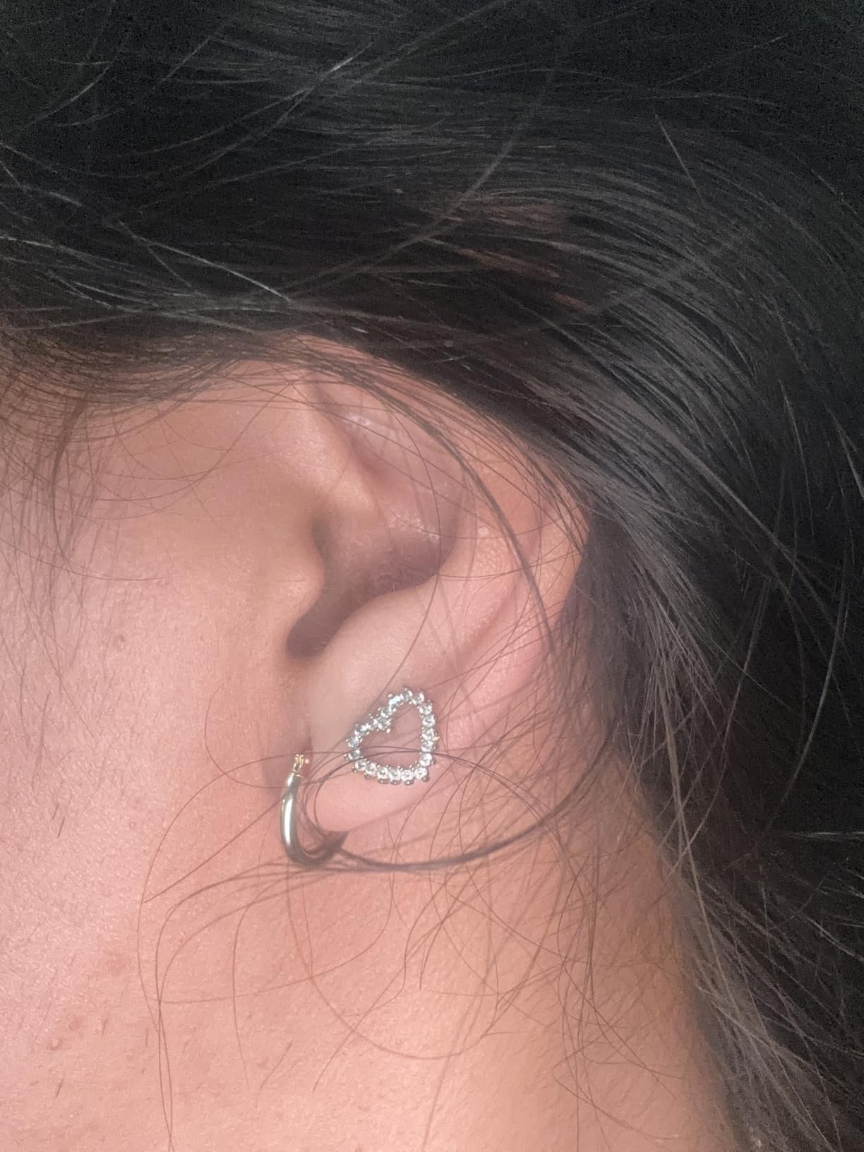 14k Yellow Gold Classic Shiny Polished Round Hoop Earrings, 2mm tube customer photo 2