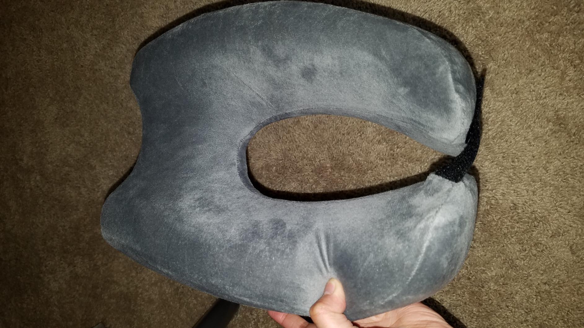 travelrest Sleep Neck Pillow Travel - Travel Essentials, Memory Foam, Neck Support Pillow for Long Flight, Plane Sleeping Accessories, Anti-Slip and Comfortable, Washable, Attaches to Luggage - Gray customer photo 2