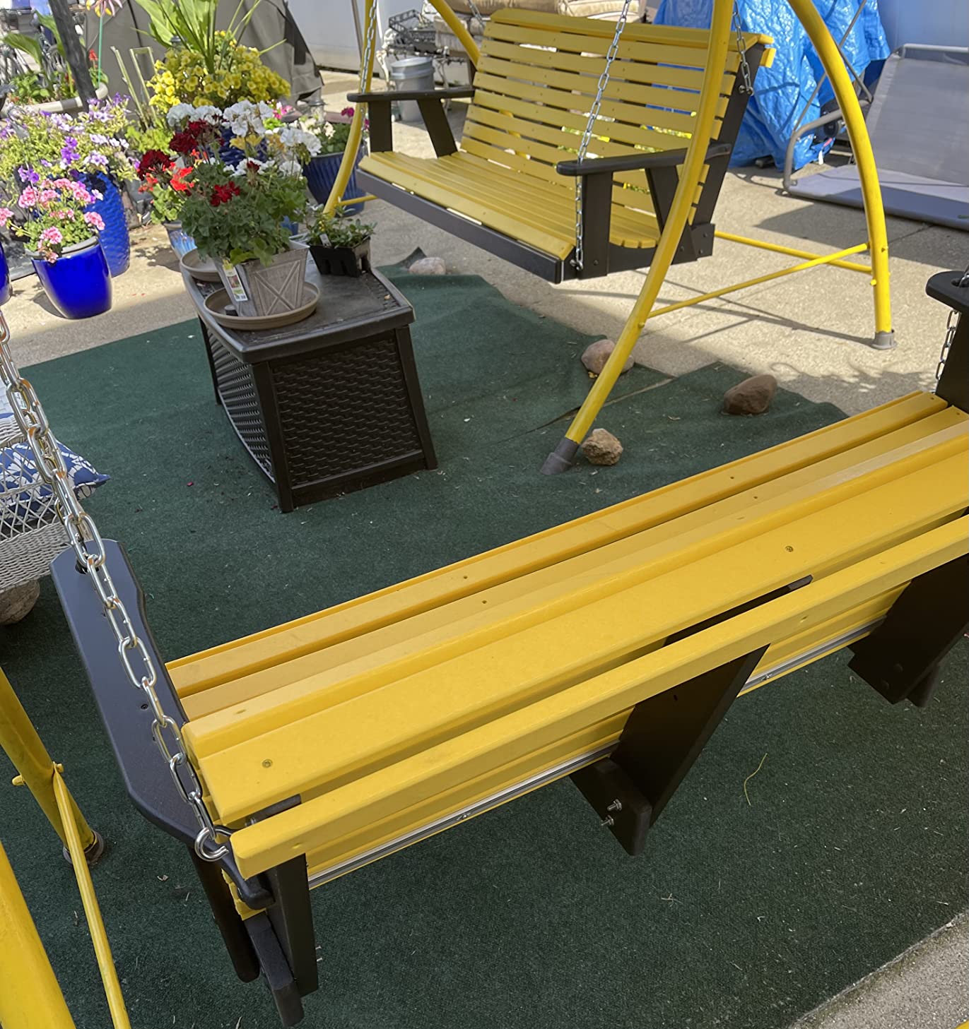 Poly Lumber Wood 5FT Porch Swing Amish Craftsmanship Made in USA HDPE, 1000 lbs Limit, Rollback Design customer photo 2