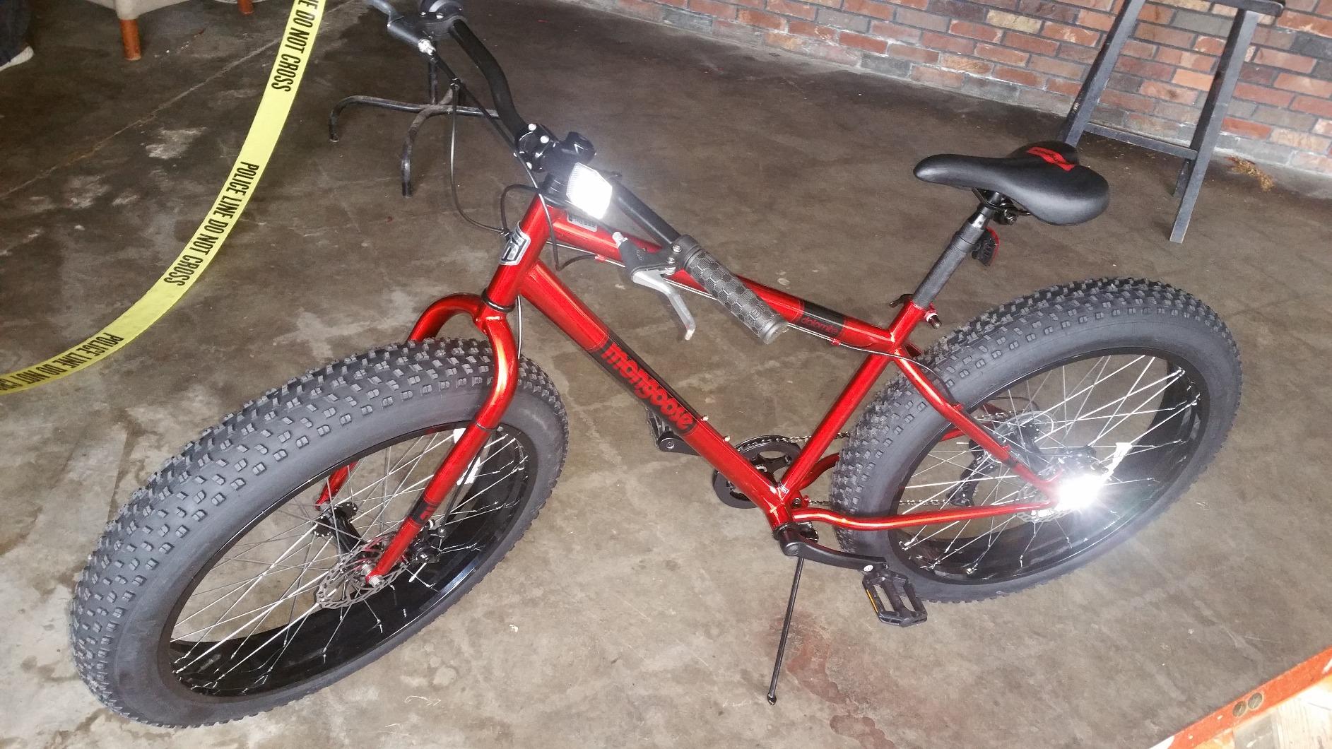 Mongoose Dolomite Fat Tire Mountain Bike, For Men and Women, 26 Inch Wheels, 4 Inch Wide Knobby Tires, 7-Speed, Adult Steel Frame, Front and Rear Brakes, Red customer photo 1