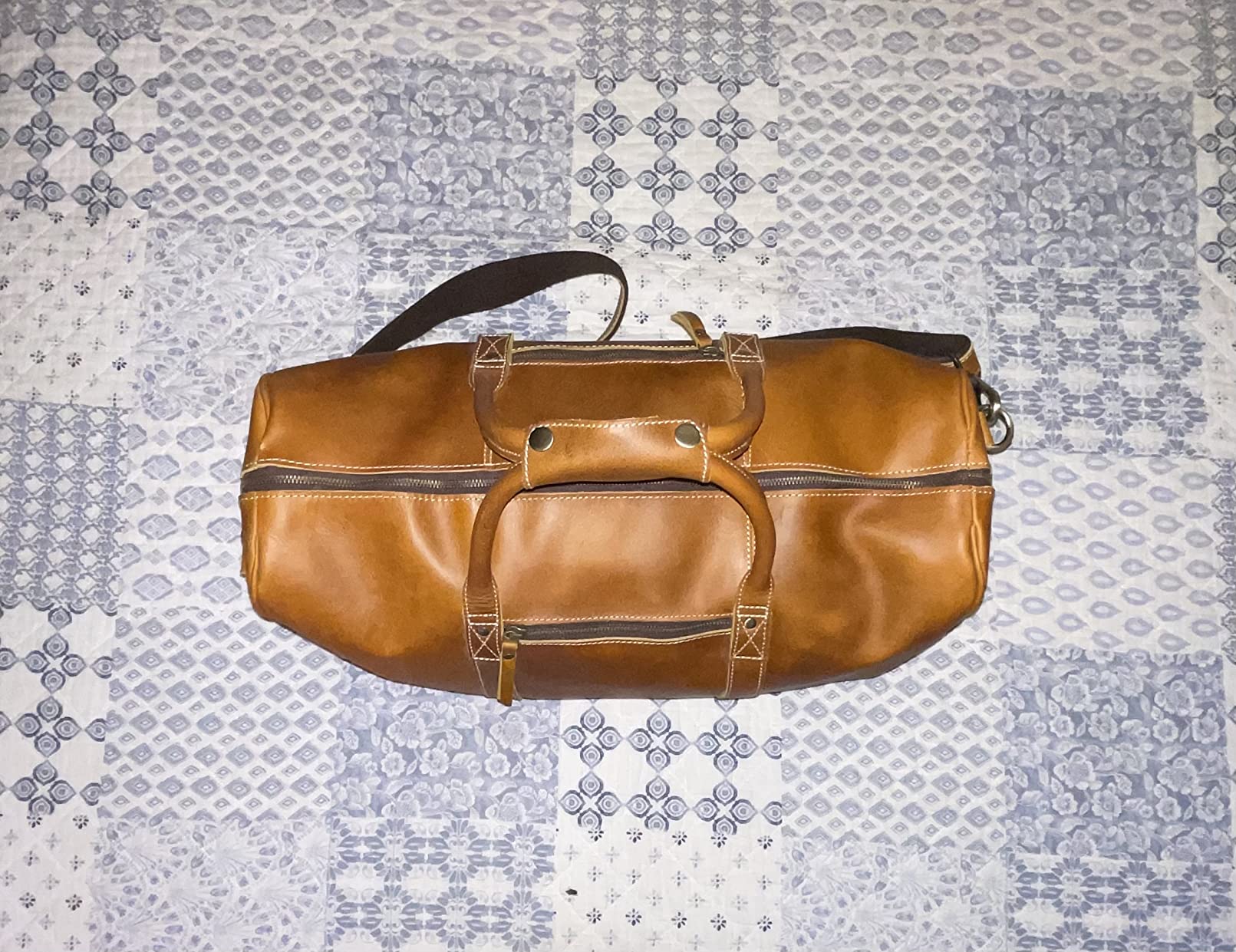 KomalC Leather Duffle Bags for Men and Women Travel Overnight Weekend Sports Bag Holdall Gym Duffel for Men customer photo 2