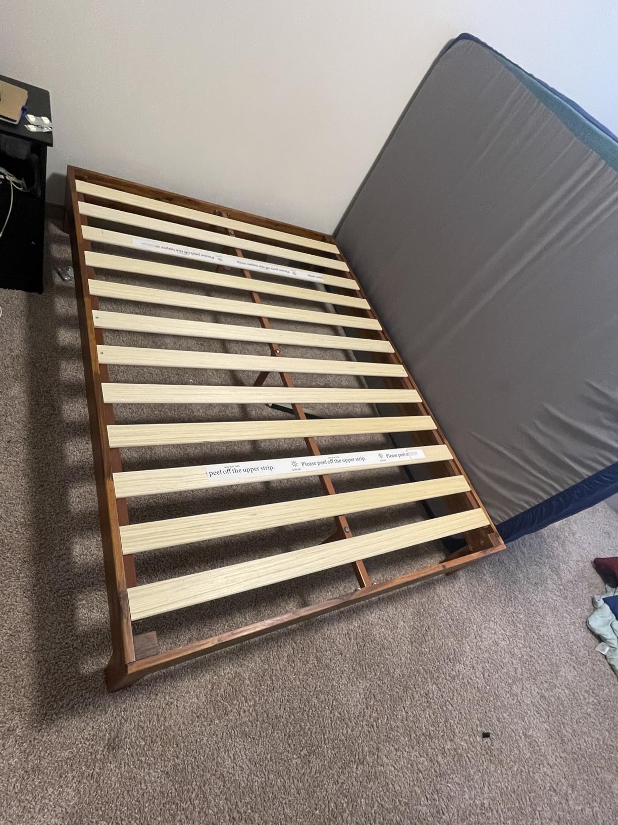 12 Inch Deluxe Wood Platform Bed / No Boxspring Needed / Wood Slat Support / Rustic Pine Finish, Queen customer photo 2
