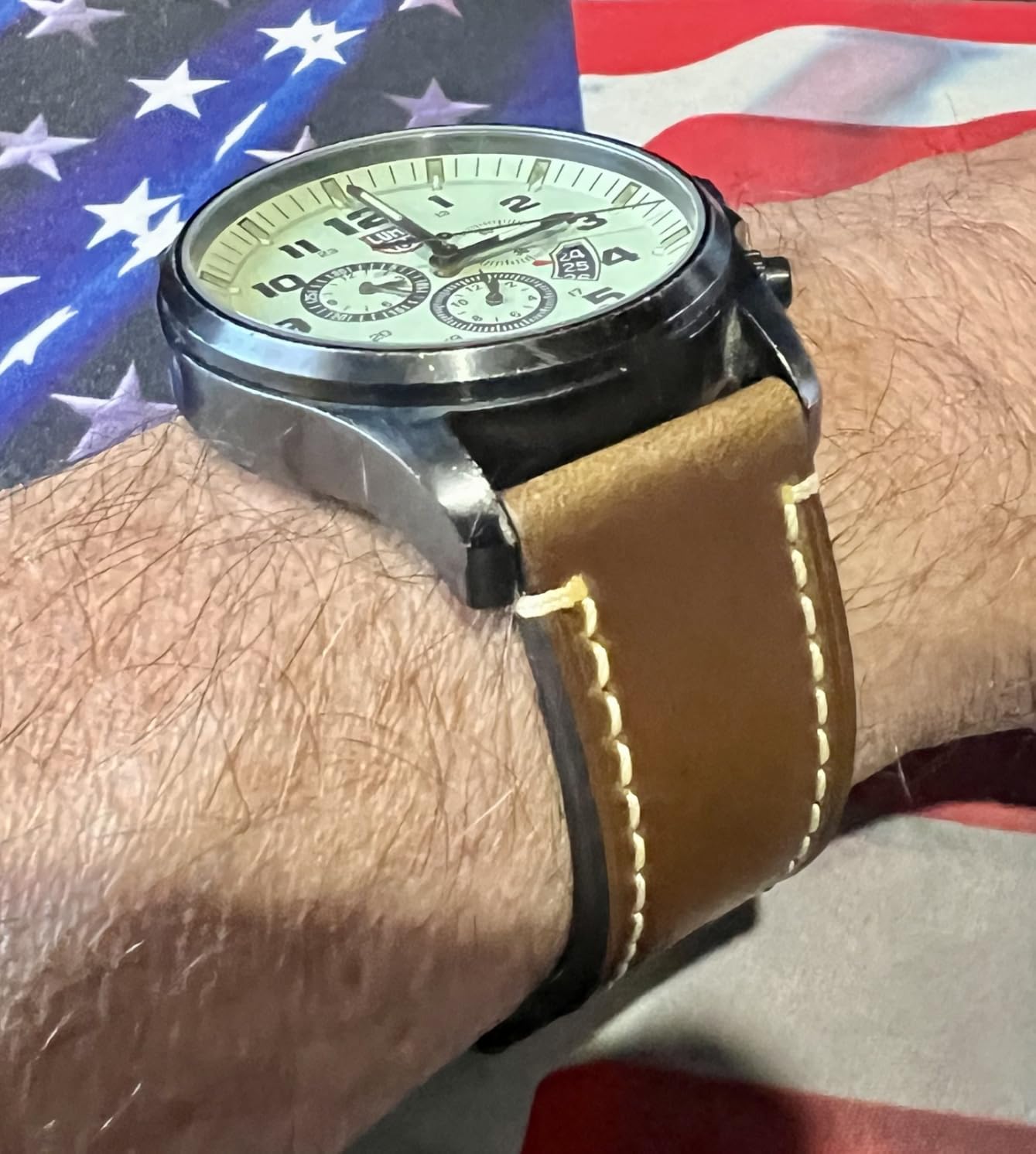 Leather Watch Bands for Men, Vintage Crazy Horse Leather & Vegetable Tanned Leather & Oil Waxed Thick Leather Watch Bands, 20mm-26mm customer photo 1