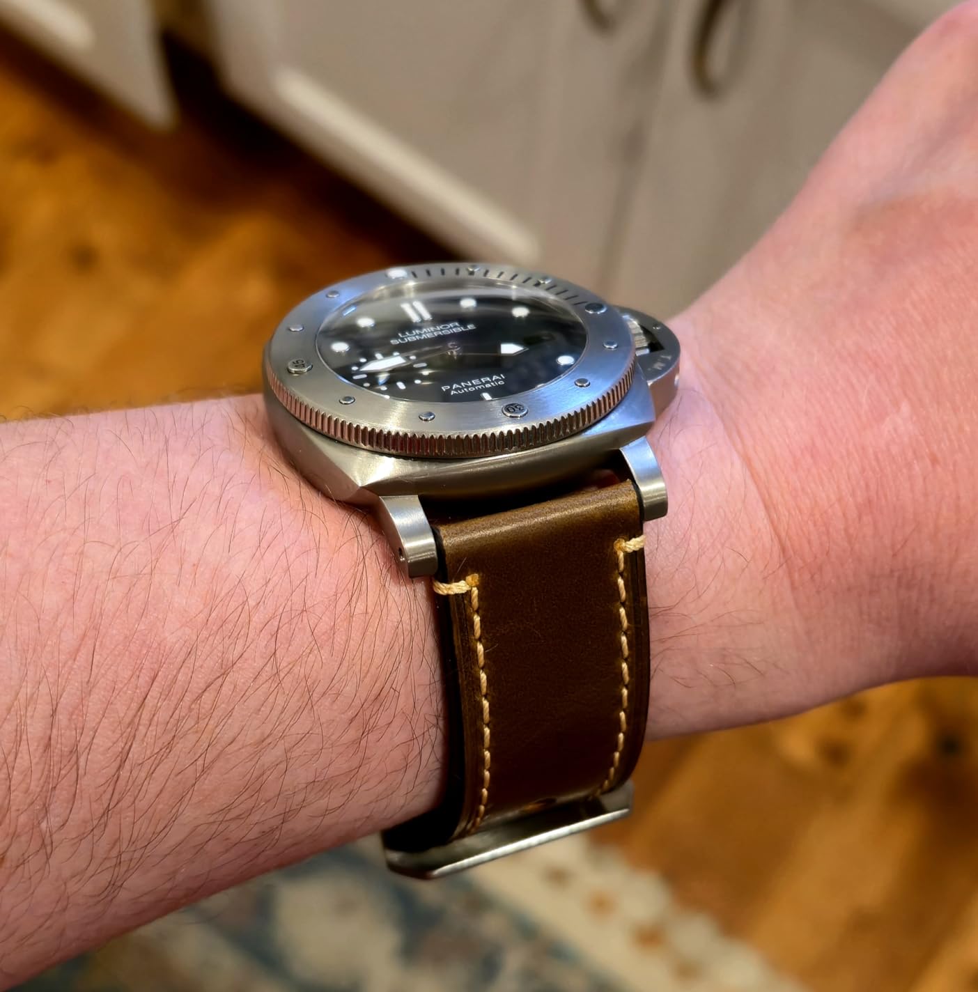 Leather Watch Bands for Men, Vintage Crazy Horse Leather & Vegetable Tanned Leather & Oil Waxed Thick Leather Watch Bands, 20mm-26mm customer photo 2