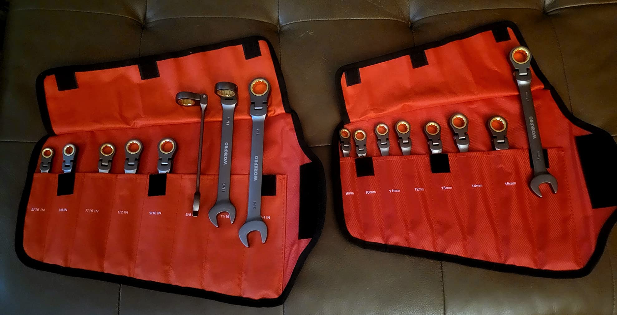 WORKPRO 8-piece Flex-Head Ratcheting Combination Wrench Set, SAE 5/16-3/4 in, 72-Teeth, CR-V Constructed, Nickel Plating with Organizer Bag customer photo 1