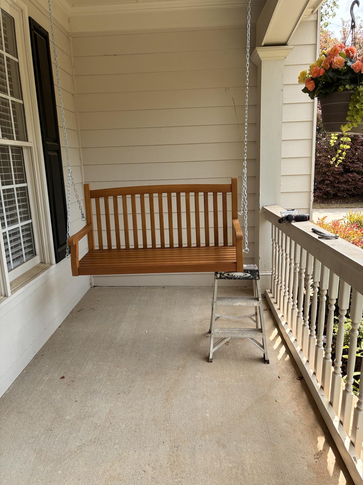 Best Choice Products 48in Wood Porch Swing Outdoor Patio Hanging Bench Chair, Brown customer photo 1
