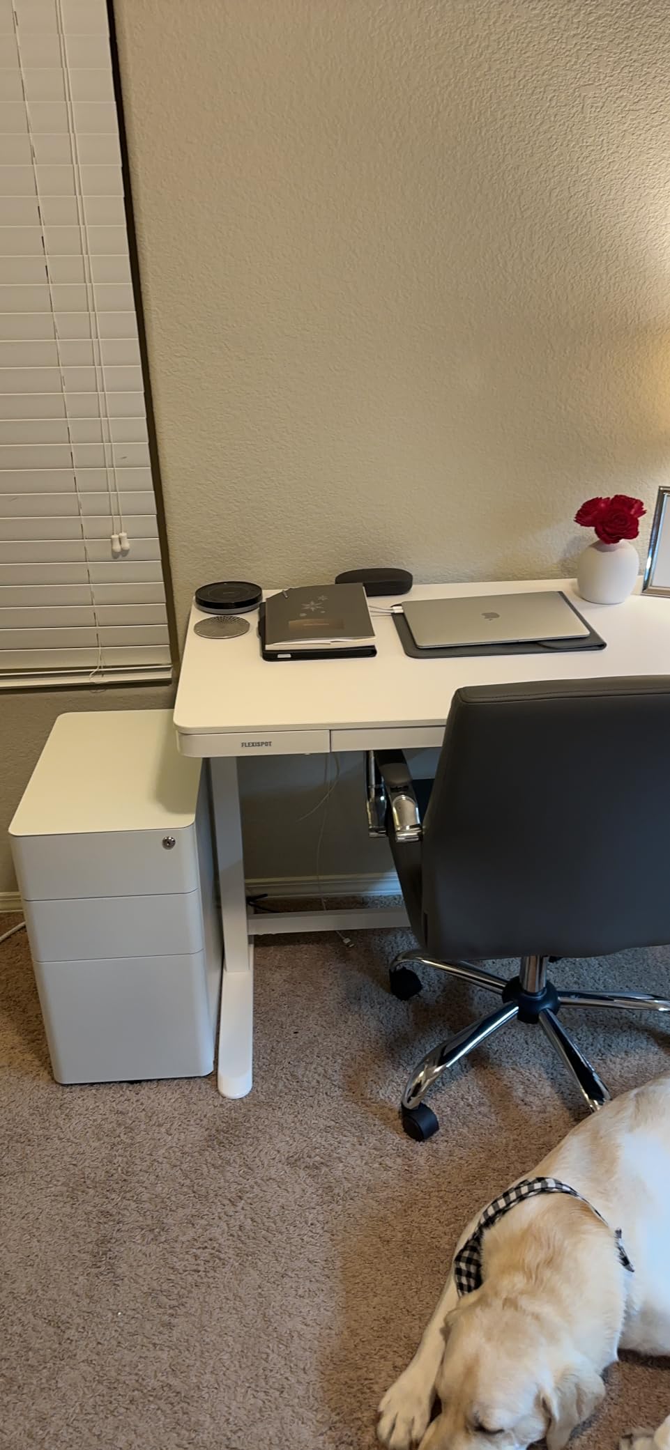 DEVAISE 3 Drawer File Cabinet, Slim Metal Filing Cabinet with Lock, Under Desk Storage Cabinet for Letters/Legal/A4, Fully Assembled Except Casters - White customer photo 2