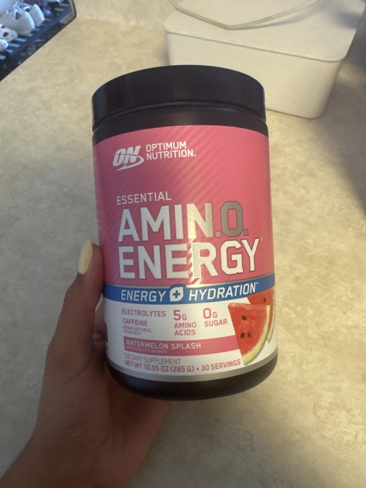 Optimum Nutrition Amino Energy Powder Plus Focus, with BCAA, Electrolytes, and Caffeine, Watermelon, 30 Servings customer photo 1