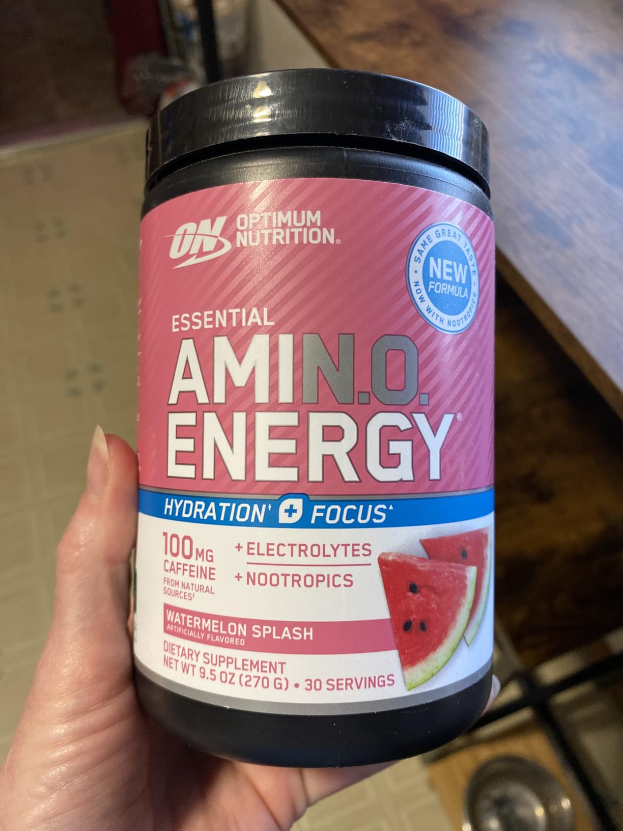Optimum Nutrition Amino Energy Powder Plus Focus, with BCAA, Electrolytes, and Caffeine, Watermelon, 30 Servings customer photo 2