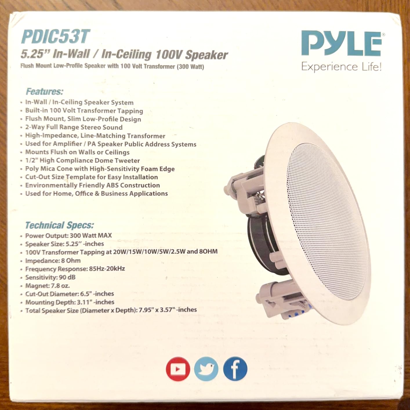 Pyle Ceiling and Wall Mount Speaker -5.25