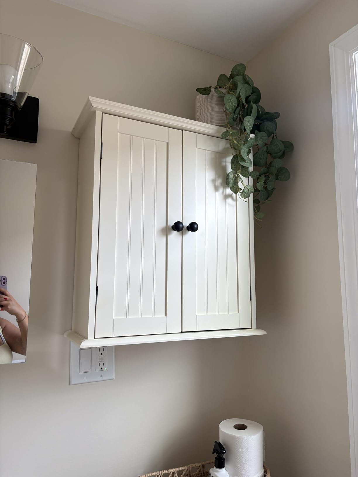 ChooChoo Bathroom Wall Cabinet, Over The Toilet Space Saver Storage Cabinet, Medicine Cabinet with 2 Door and Adjustable Shelves, Cupboard customer photo 2