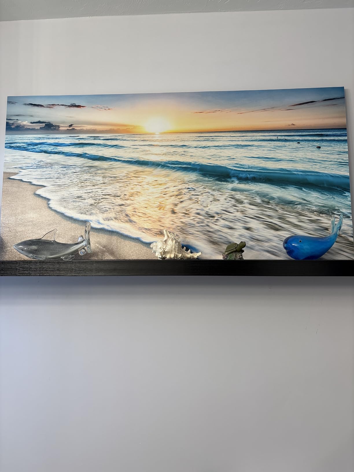 Baisuart S02250 Canvas Prints Wall Art Beach Sunset Ocean Waves Nature Pictures Stretched Canvas Wooden Framed for living Room Bedroom and Office customer photo 2