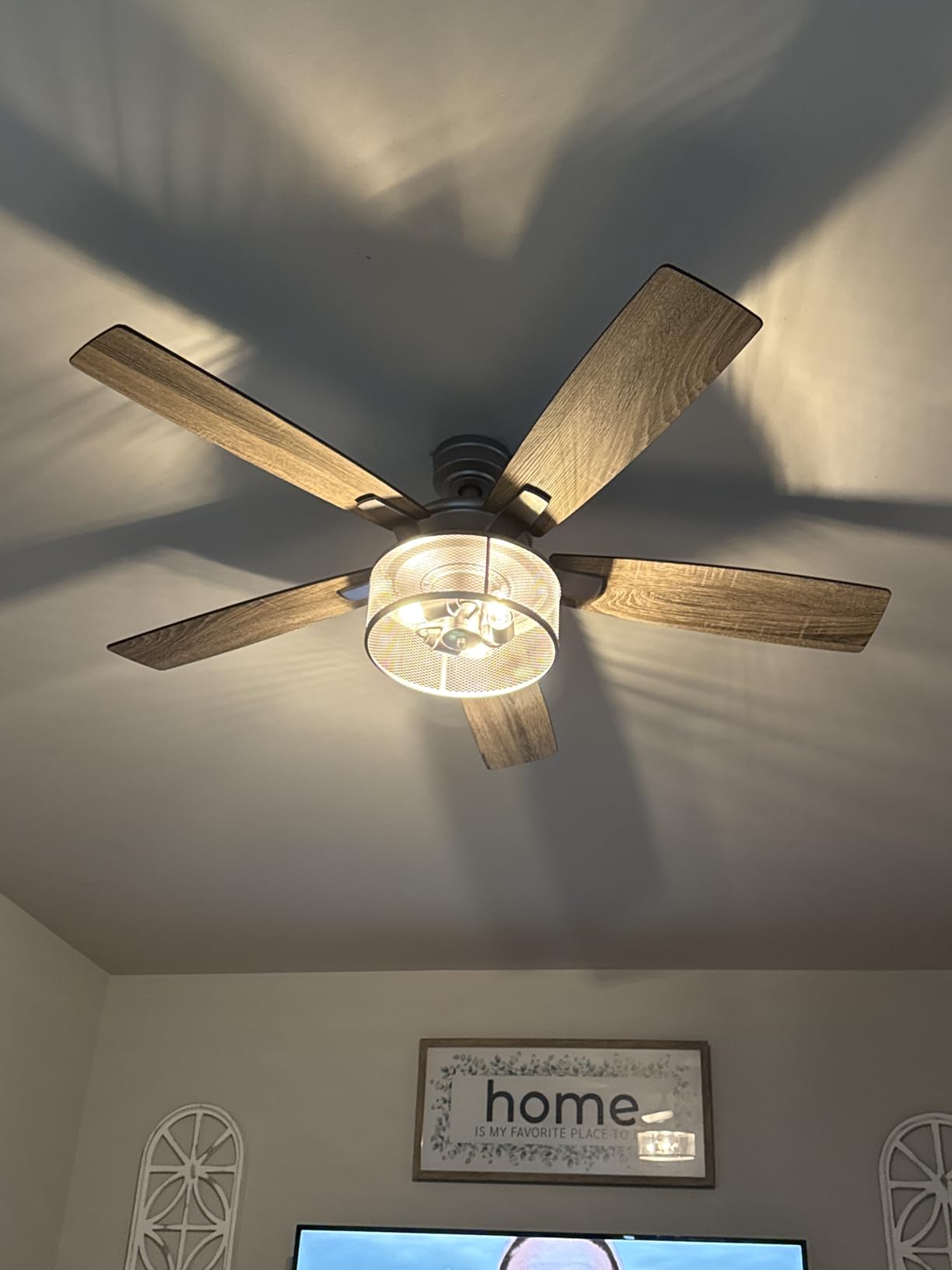 Honeywell Ceiling Fans Carnegie Industrial 52 Inch Ceiling Fan with Light, Remote Control Fan, LED Indoor Fan with 5 Blades, Gray Pine and Brown Chestnut Blade Finish Options, Matte Black (50614-01) customer photo 1