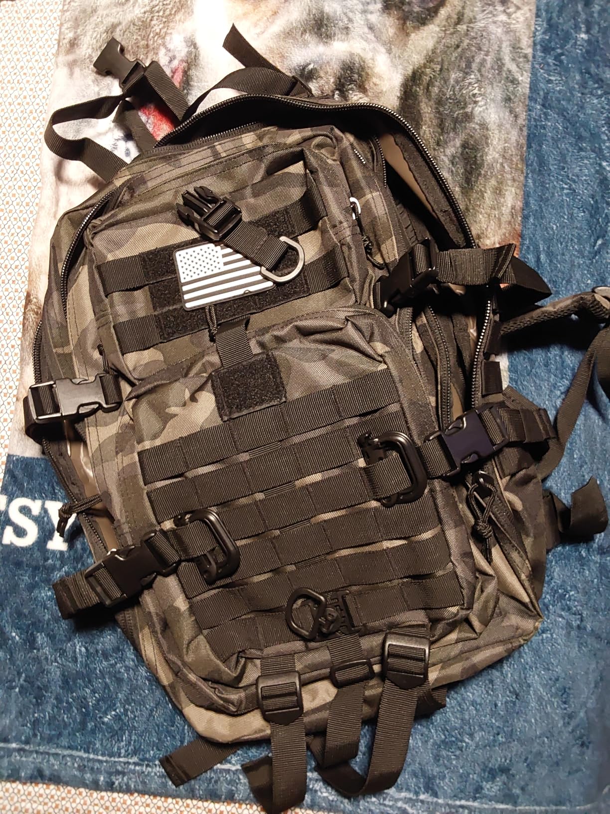 Hannibal Tactical MOLLE Assault Backpack, Tactical Backpack Military Army Camping Rucksack, 3-Day Pack Trip w/USA Flag Patch, D-Rings, Black customer photo 1