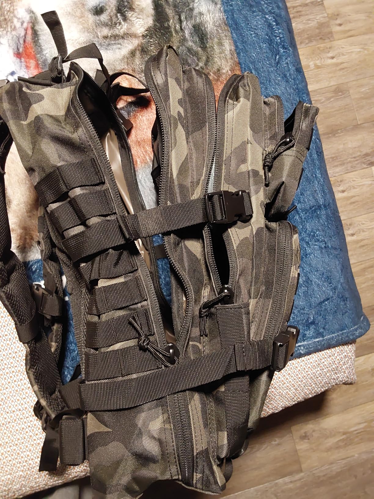 Hannibal Tactical MOLLE Assault Backpack, Tactical Backpack Military Army Camping Rucksack, 3-Day Pack Trip w/USA Flag Patch, D-Rings, Black customer photo 2