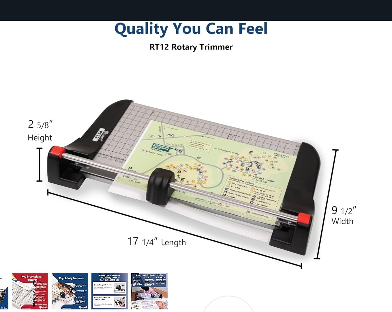 United Office Products RT37S Commercial Rotary Paper Trimmer with Stand and Fabric Catch Tray, Sturdy Metal Base, 38