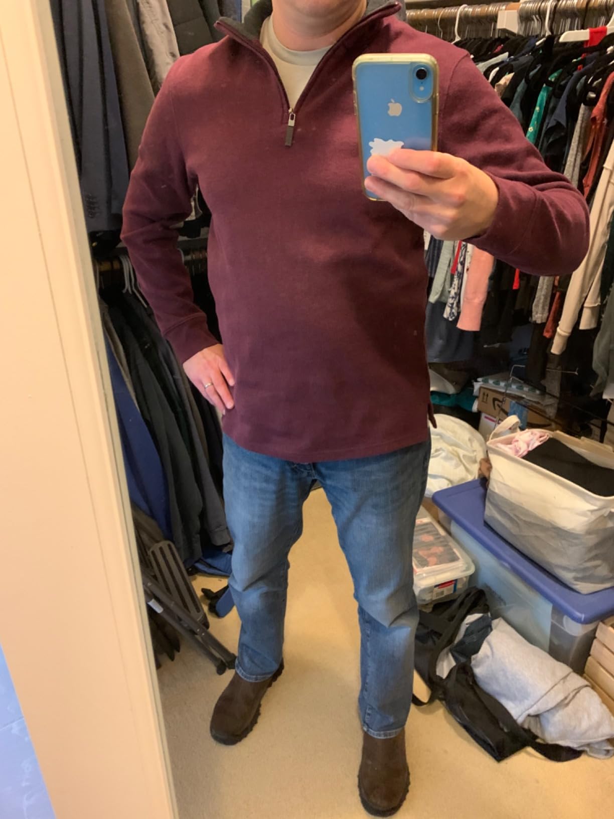 Amazon Essentials Men's Quarter-Zip French Rib Mock Neck Sweater, Casual Wear customer photo 1