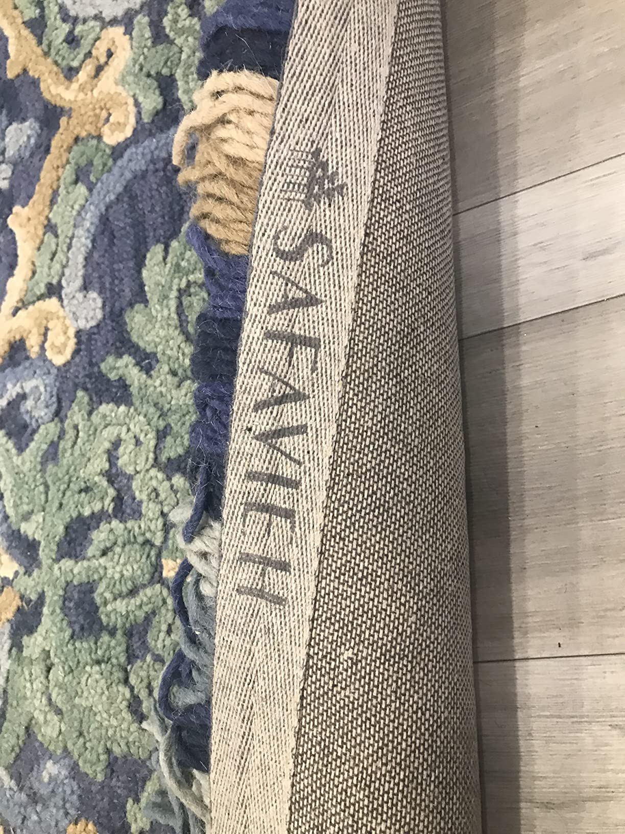SAFAVIEH Blossom Collection Area Rug - 9' x 12', Navy & Green, Handmade Boho Fringe Wool, Ideal for High Traffic Areas in Living Room, Bedroom (BLM422A) customer photo 2