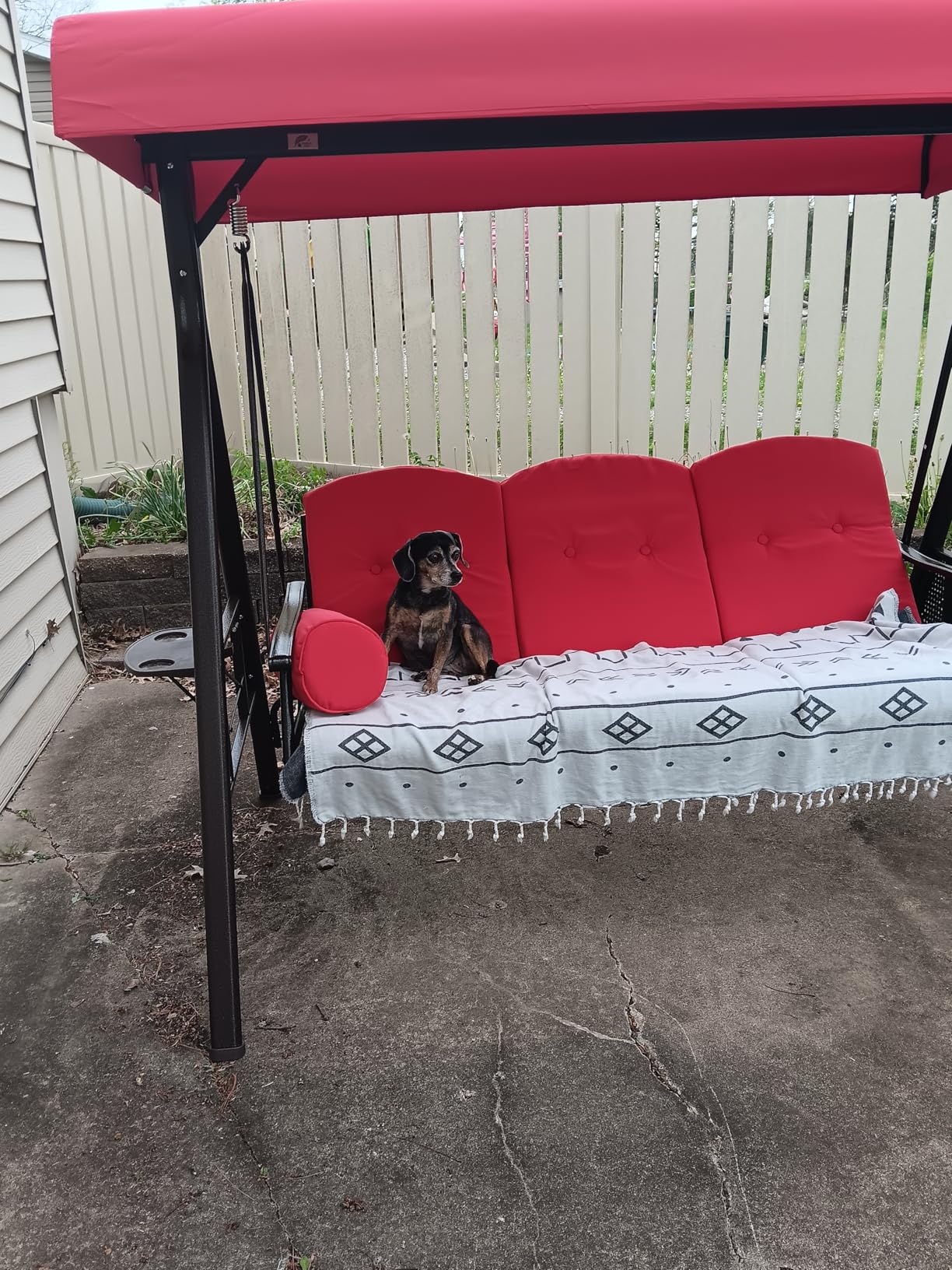 PURPLE LEAF 3-Seat Deluxe Outdoor Patio Porch Swing with Weather Resistant Steel Frame, Adjustable Tilt Canopy, Beige customer photo 1