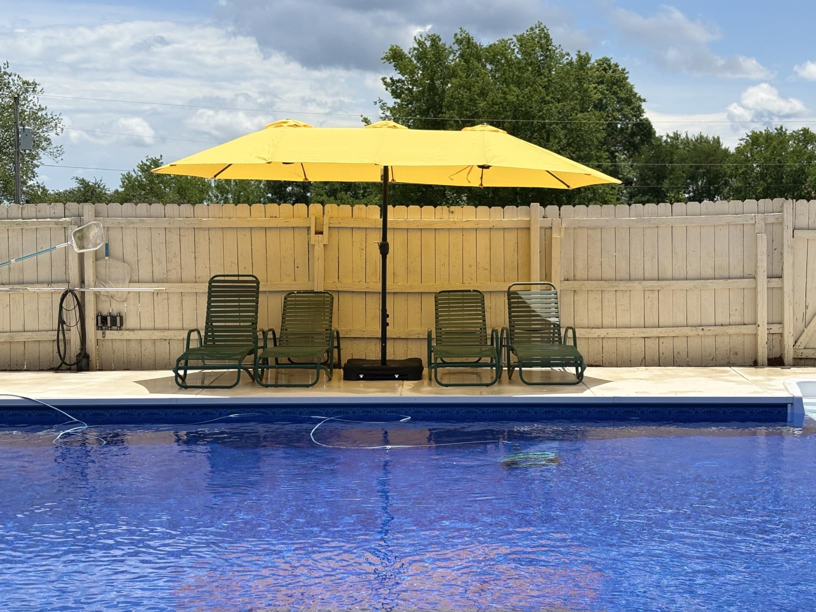 PHI VILLA 15ft Large Patio Umbrellas with Base Included, Outdoor Double-Sided Rectangle Big Market Umbrella with Stand, Outside Umbrellas for Poolside Lawn Backyard, Beige customer photo 2