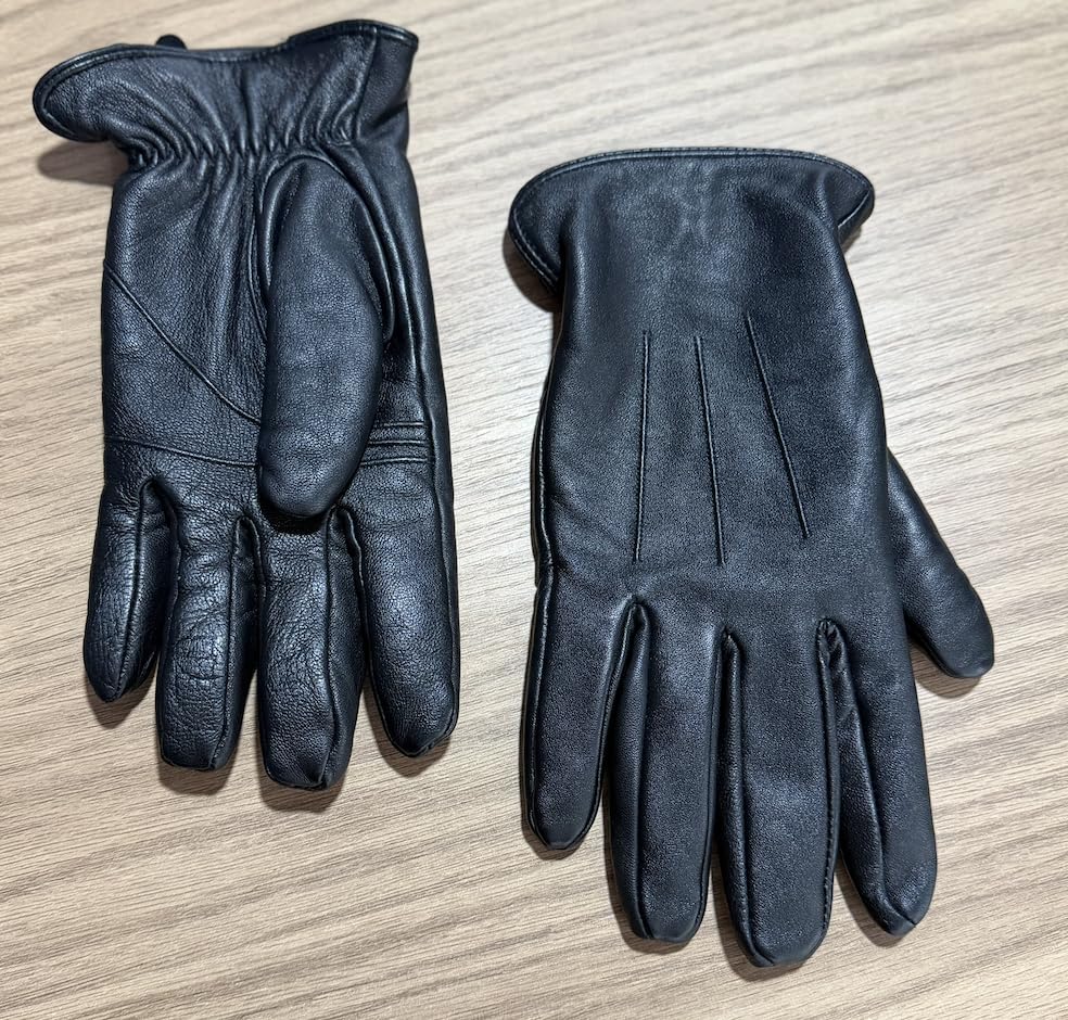 Alepo Genuine Sheepskin Leather Gloves for Men, Winter Warm Touchscreen Texting Cashmere Lined Driving Motorcycle Gloves customer photo 1