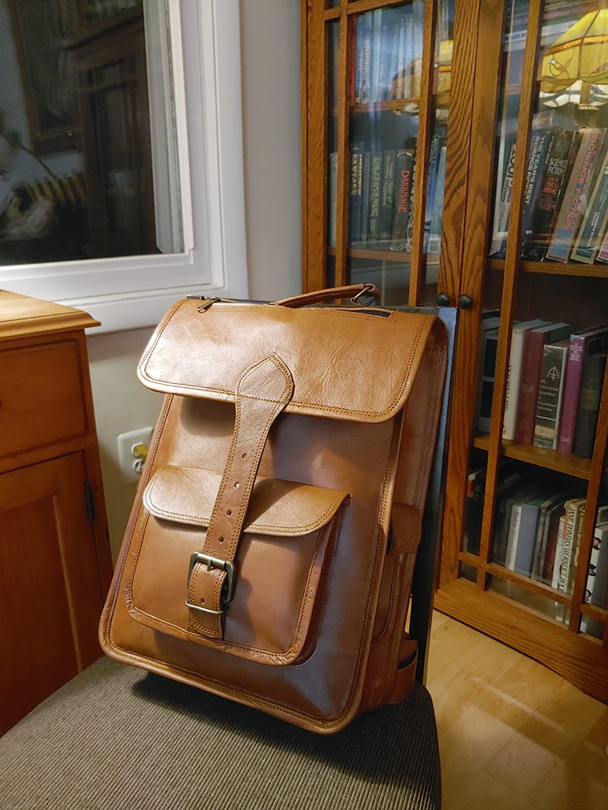 16-Inch Genuine Leather Vintage Backpack for Men and Women | Retro Laptop Daypack (Style-2) customer photo 1