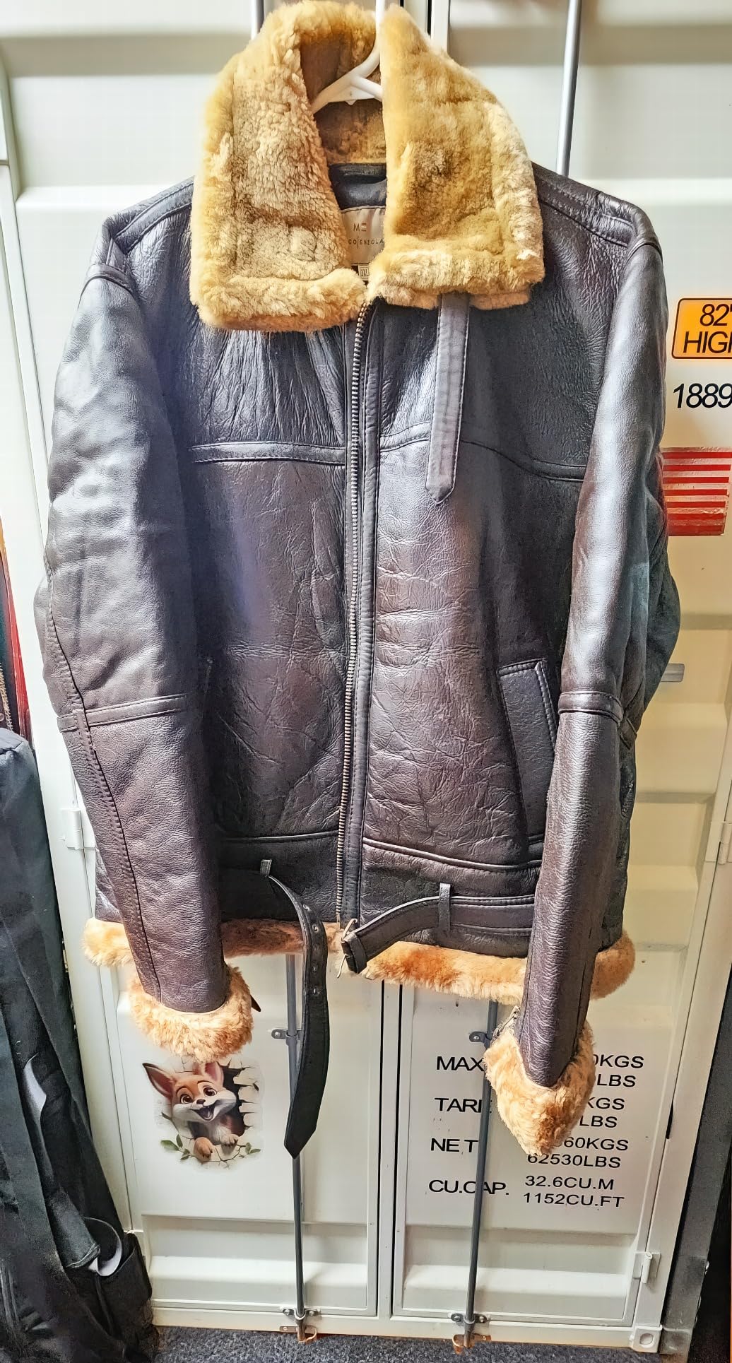 RAF Bomber Ginger Men B3 Bomber Jacket Aviator Real Shearling Bomber Sheepskin Leather Jacket customer photo 1