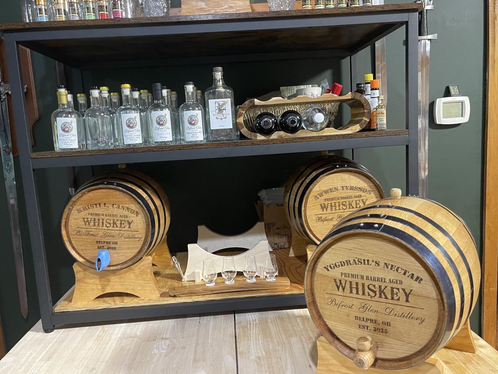 Personalized 2 Liter American Oak Whiskey Aging Barrel with Wood Stand, Bung & Spigot - 2L Mini Barrels For Aging Cocktails, Bourbon, Whisky, Rum, Tequila, Mead Wine - Custom Laser Engraved customer photo 2