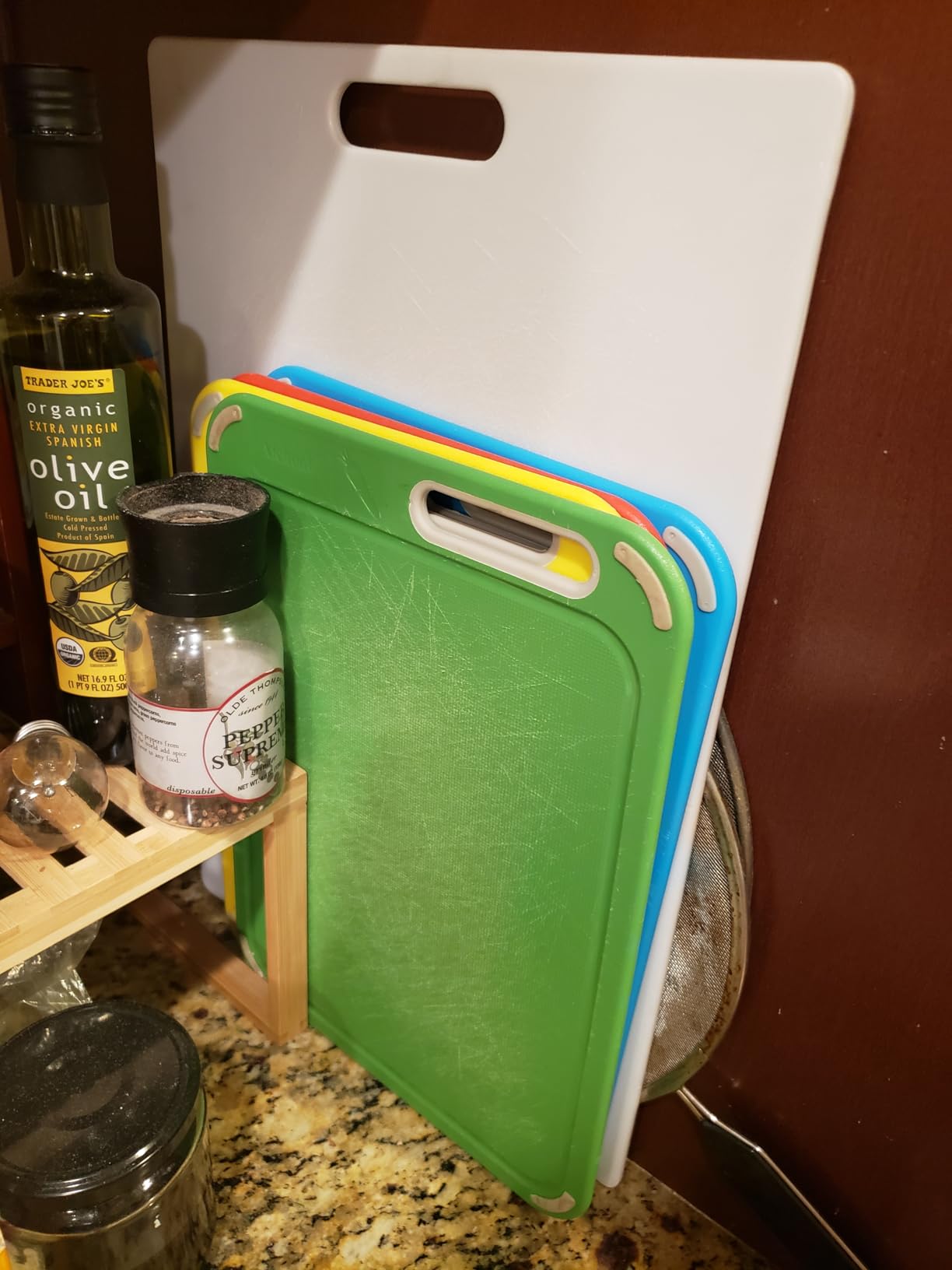 Color Coded Cutting Boards Set of 4 with Holder, BPA-Free - Preventing Cross-Contamination of Different Food Types, Dishwasher Safe customer photo 1
