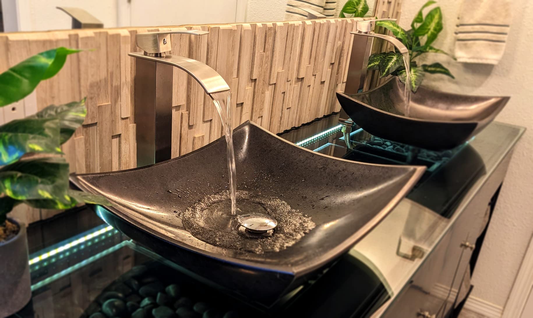 Airuida Vessel Sink Faucet Tall Waterfall Bathroom Faucet Single Handle One Hole Mixer Bowl Tap Large Rectangular Spout Matte Black customer photo 1