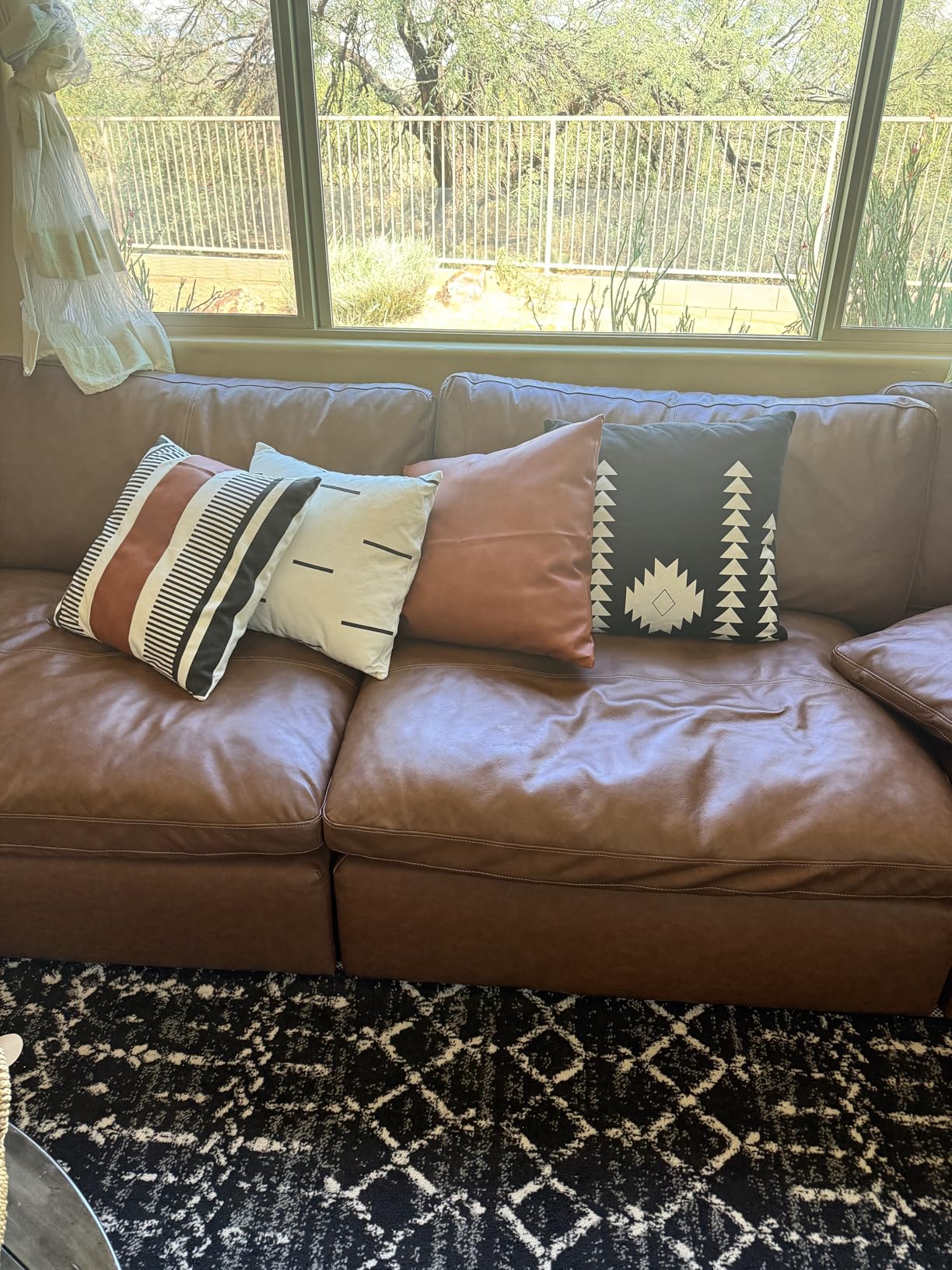 GALMAXS7 Boho Throw Pillow Covers 18 x 18 Set of 4 - Modern Stripe Geometric Farmhouse Decorative Pillow Cover Sets for Pillows - Couch Sofa Bed,Faux Leather Black and White Pillow Covers customer photo 1