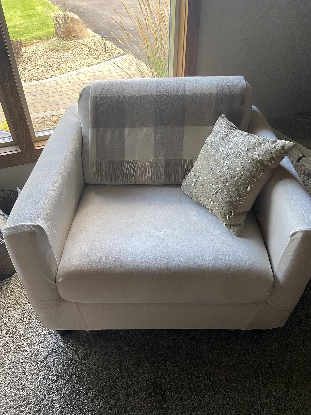 EP Mode 100% Pure Cashmere Throw Blanket for Sofa, Classic Design with Gift Box (Lt. Heather Grey) customer photo 1