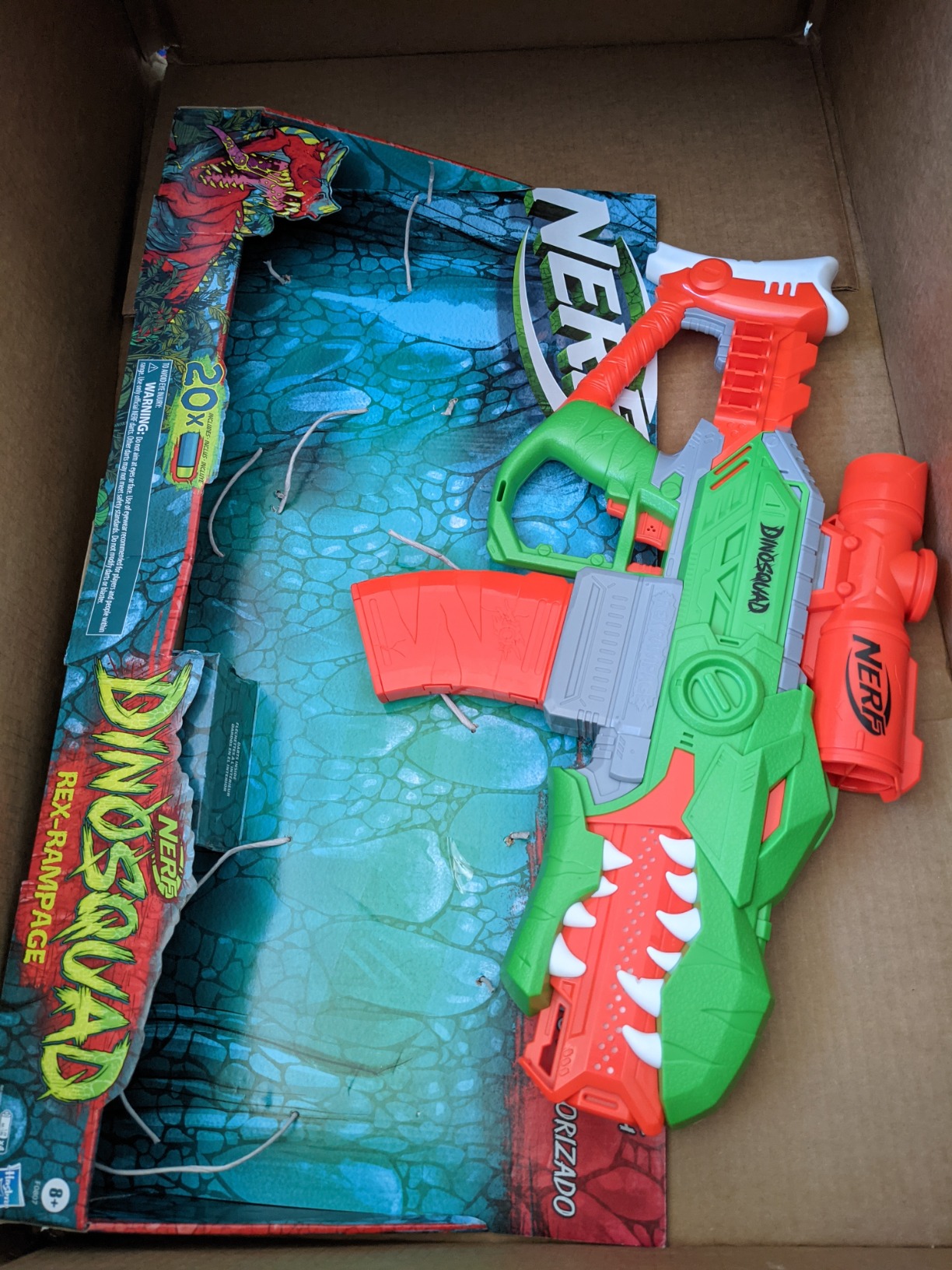 Nerf DinoSquad Rex-Rampage Motorized Dart Blaster, 10-Dart Clip, 20 Official Darts, 10-Dart Storage, T-Rex Dinosaur Design, Red customer photo 1