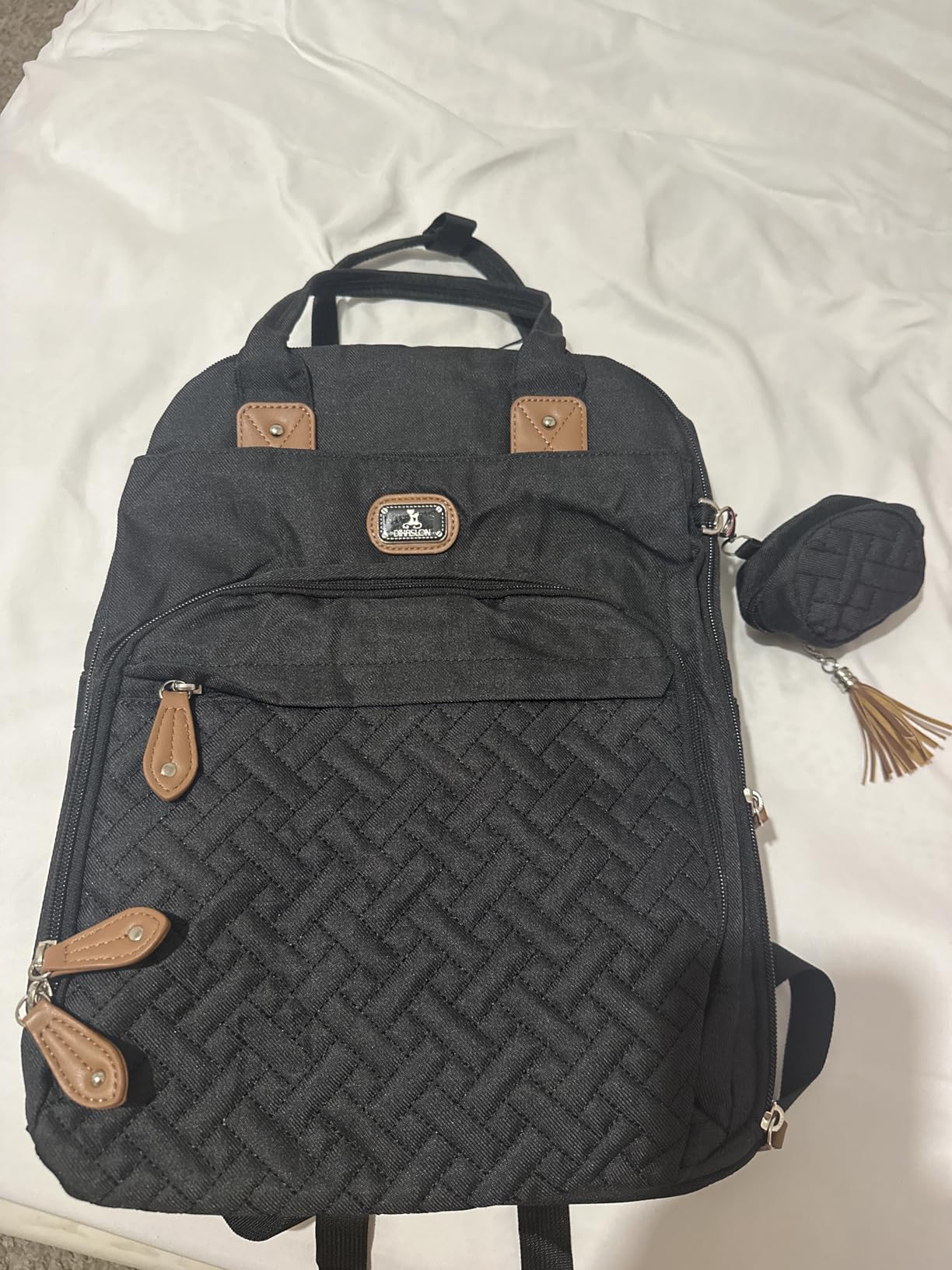 Dikaslon Diaper Bag Backpack with Portable Changing Pad, Pacifier Case and Stroller Straps, Large Unisex Baby Bags for Boys Girls, Multipurpose Travel Back Pack Moms Dads, Black customer photo 1