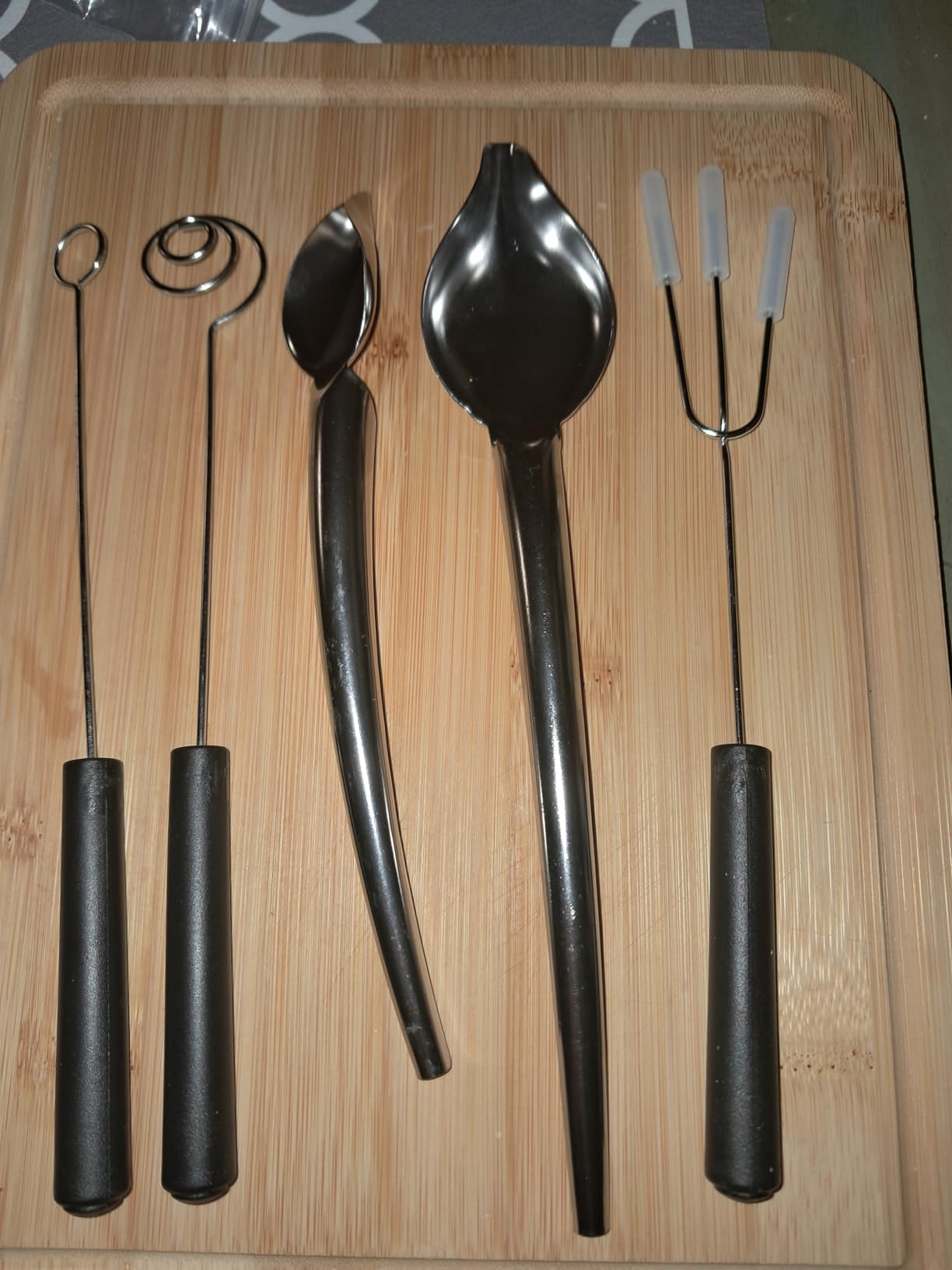 Patelai 3 Pieces Candy Dipping Tools Chocolate Dipping Fork Spoons Set 2 Pieces Culinary Decorating Spoons Chef Art Pencil for Decorative Plates Stainless Steel (Classic Style) customer photo 2